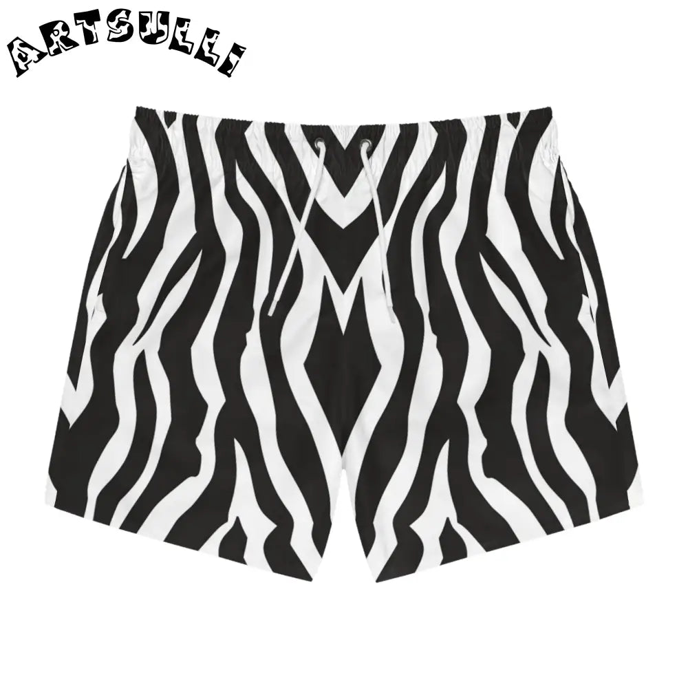 JAKKOUTTHEBXX Black and White Zebra Print Swim Trunks for Summer