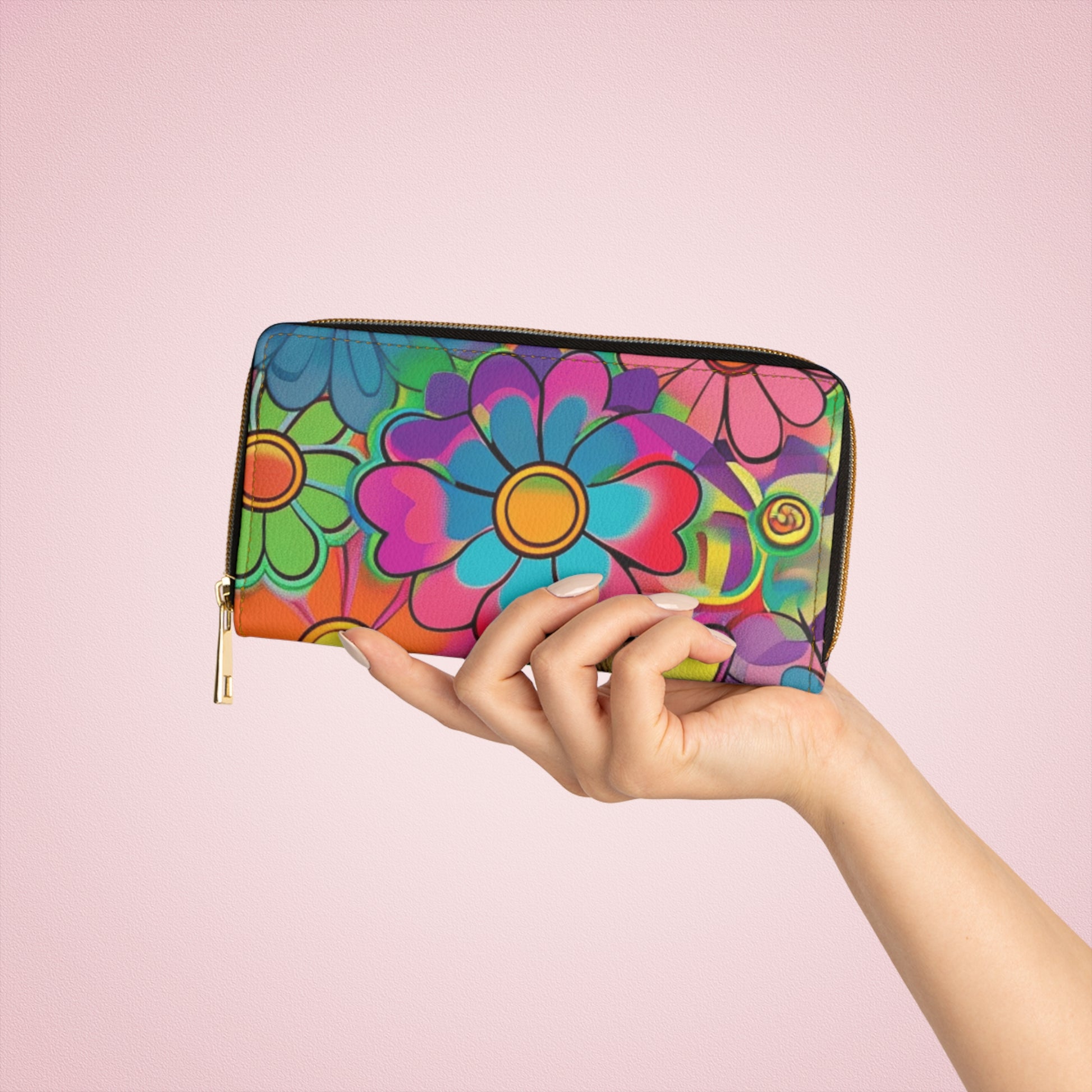 Chromatic Daisy Dream Zipper Wallet, Artsulli - Art is Long, Life is Short, Accessories, , , , , , , 