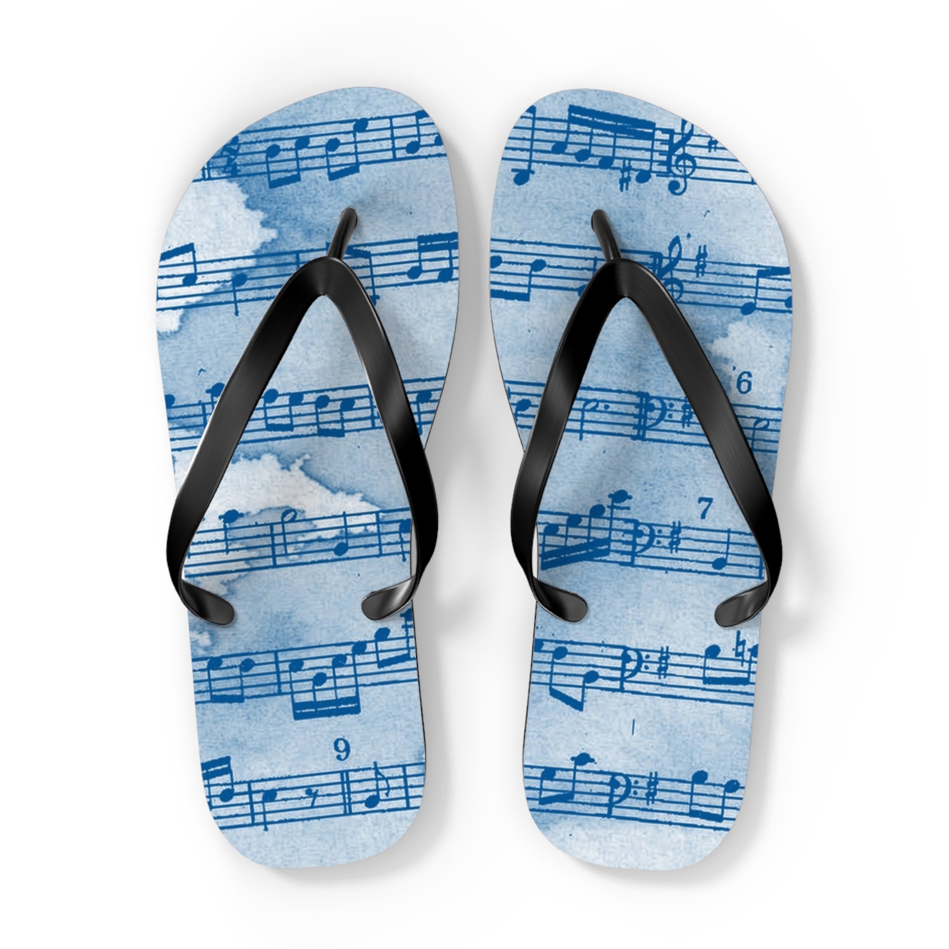 Drip Spill Type Beat Sheet Music Blue Flip Flops, Artsulli - Art is Long, Life is Short, Shoes, Size, XL, Color, Black sole, , , 64390380077969766100
