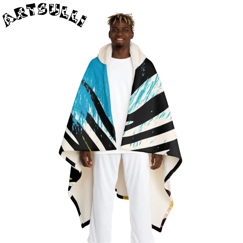 Zebra Stripes x Leopard Print x Paint Splatter Multi-Color  Hooded Sherpa Fleece Blanket, Artsulli - Art is Long, Life is Short, All Over Prints, Size, One size, Color, Cream, , , 17700109676052