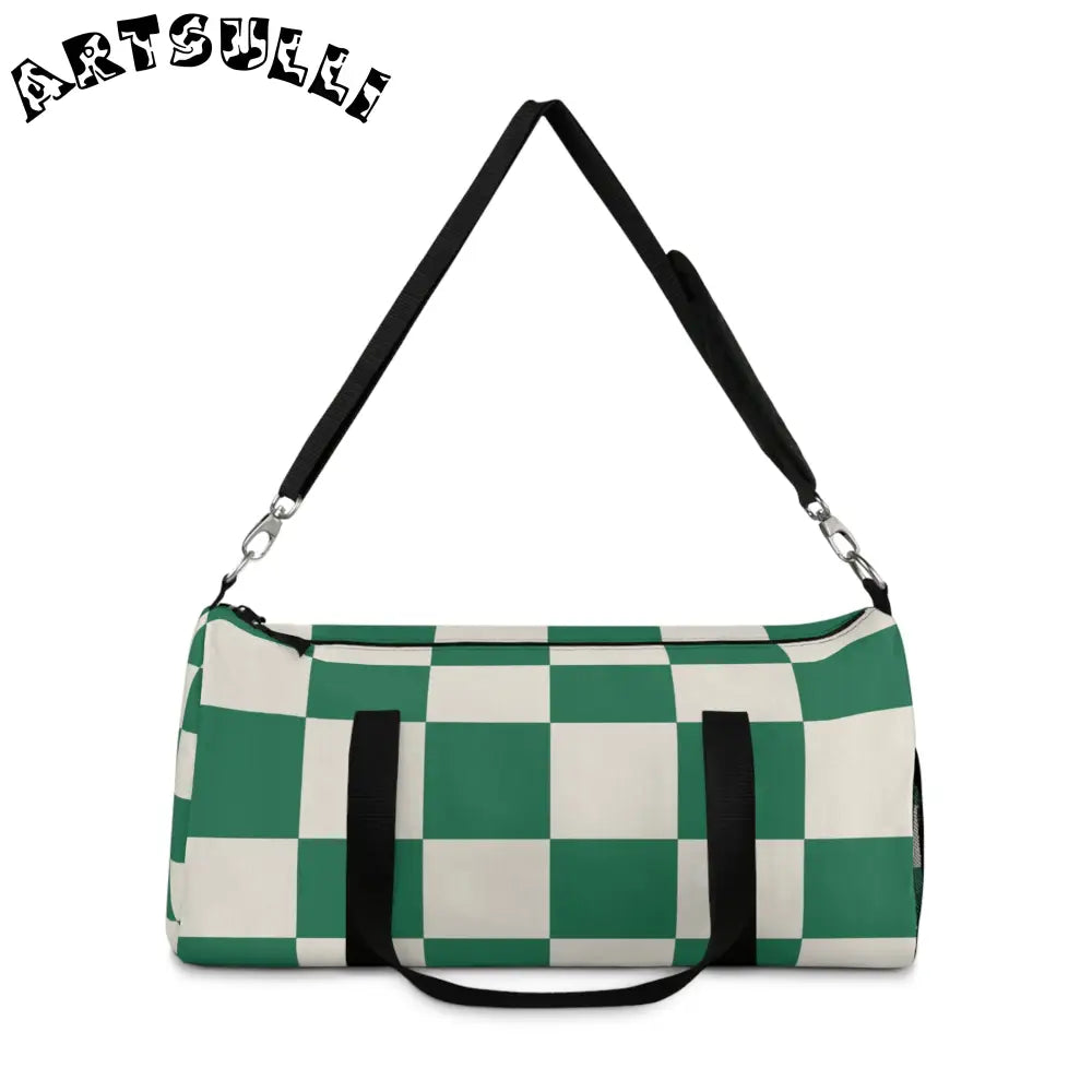 JAKKOUTTHEBXX Checkerboard Dark Green Duffel Bag JAKKOUTTHEBXX