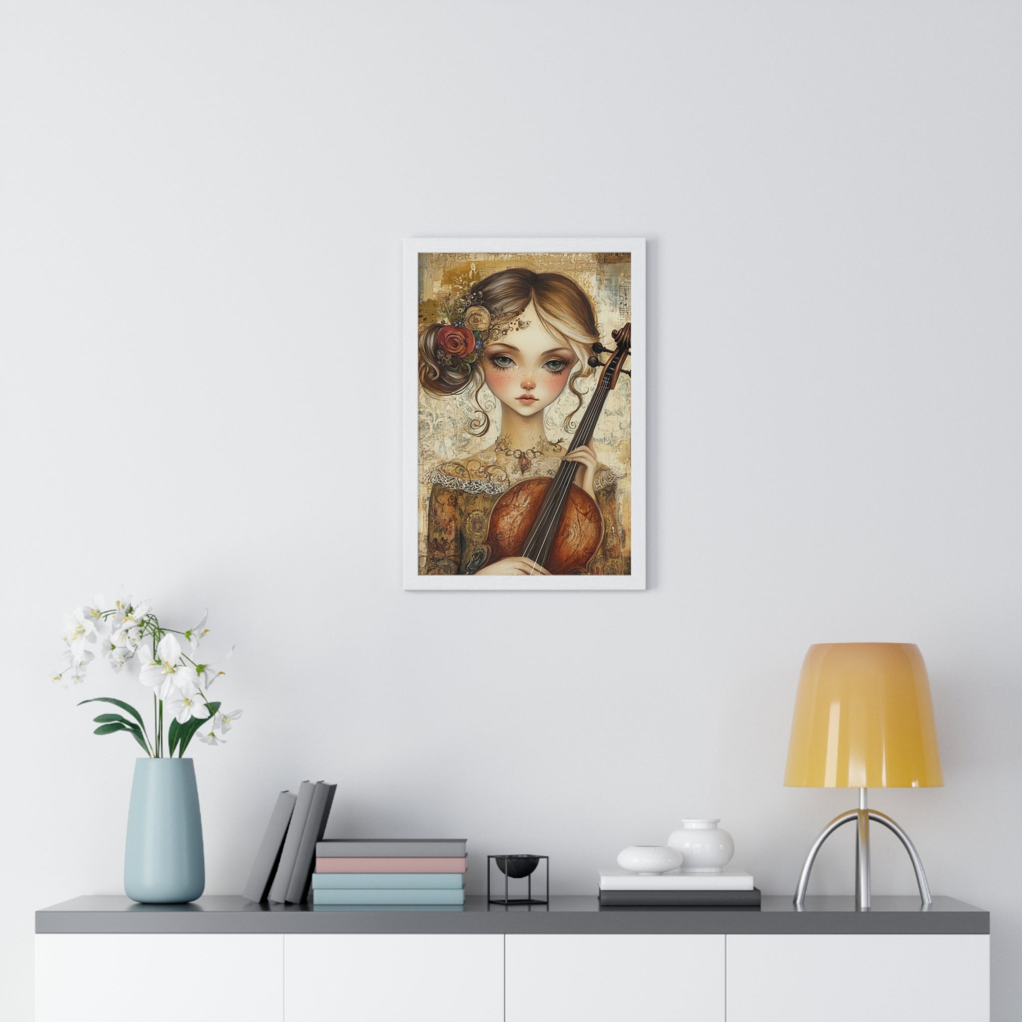 Woman With A Violin IV Vertical Framed Poster, Artsulli - Art is Long, Life is Short, Poster, , , , , , , 
