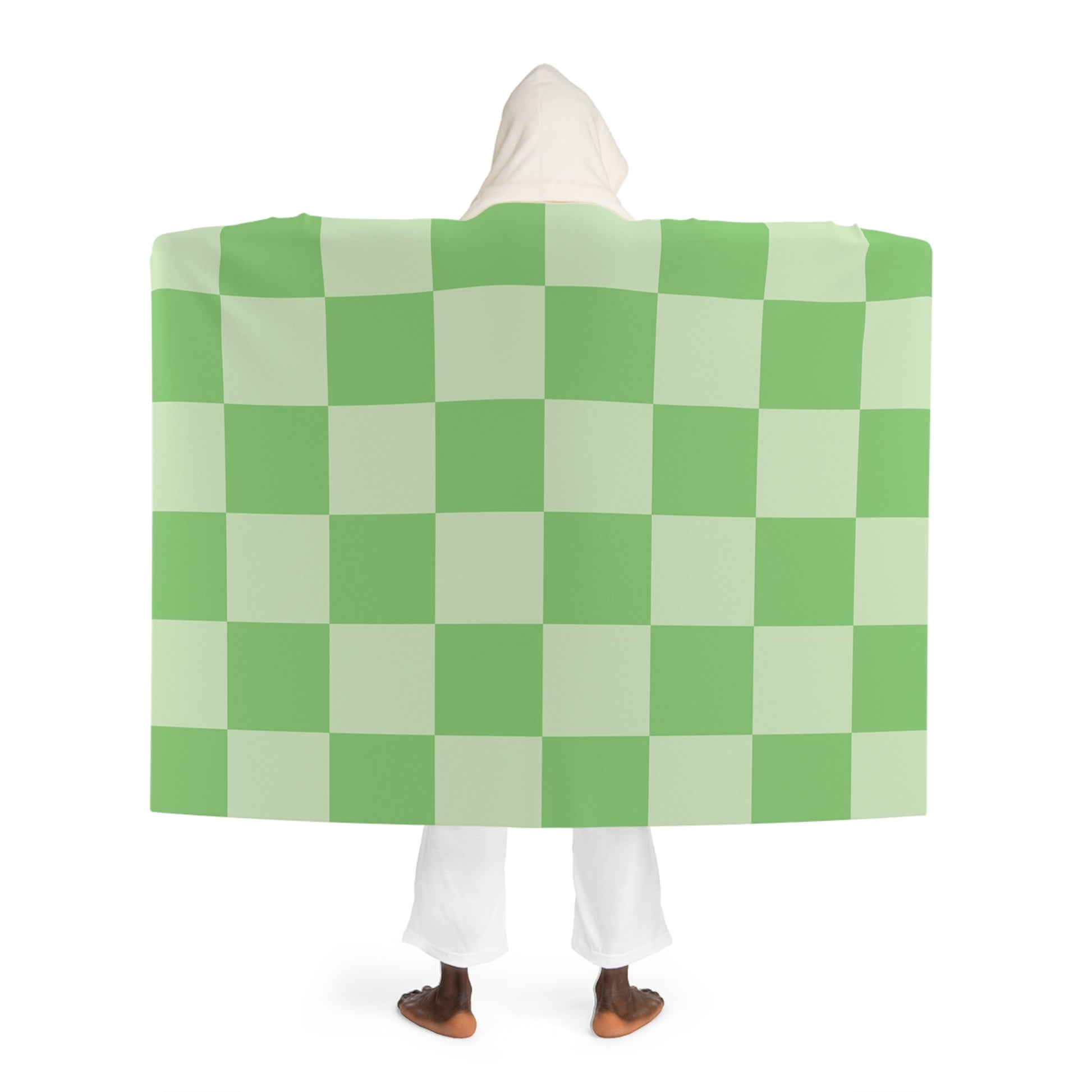 Checkerboard Green Hooded Sherpa Fleece Blanket, Artsulli - Art is Long, Life is Short, All Over Prints, , , , , , , 