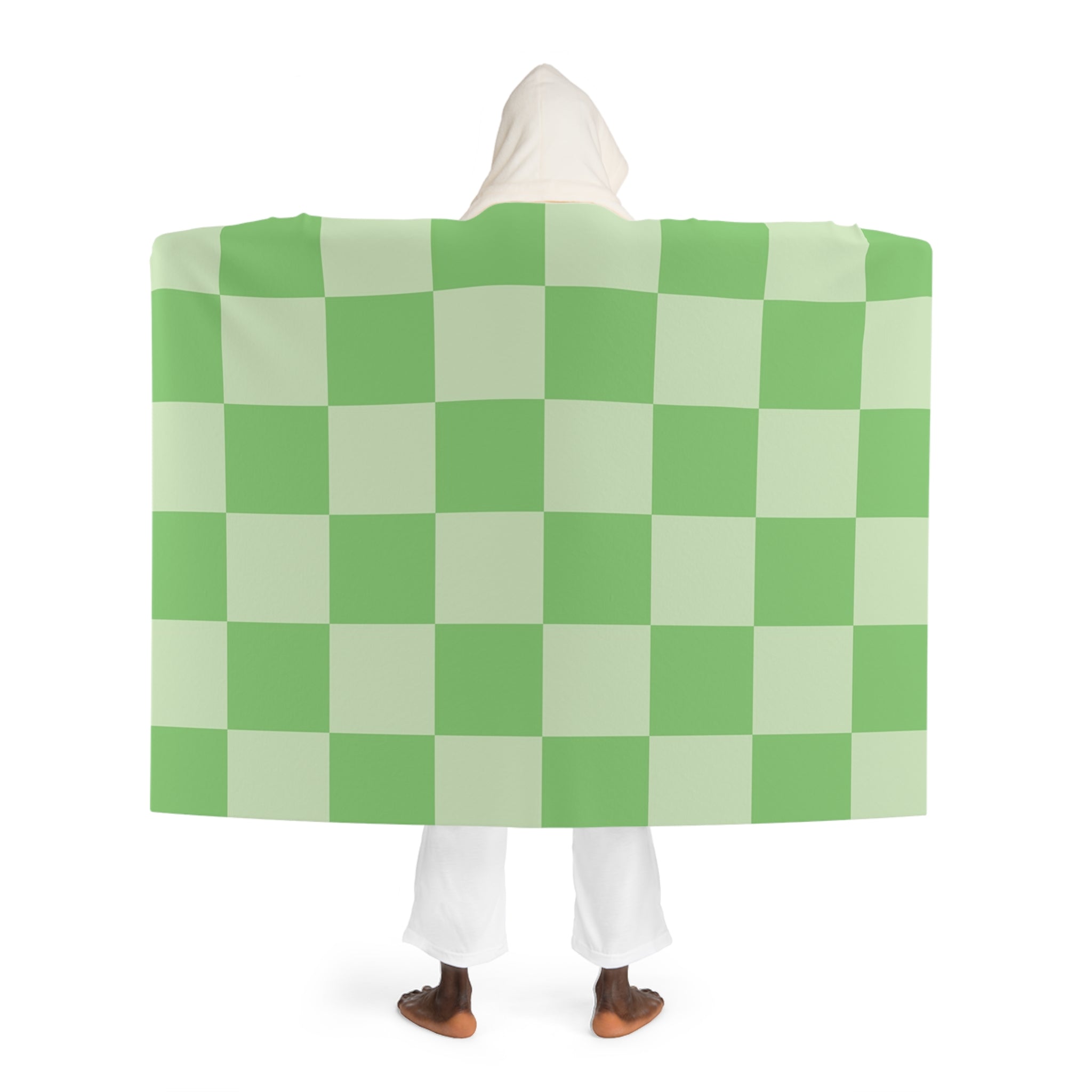 Checkerboard Green Hooded Sherpa Fleece Blanket, Artsulli - Art is Long, Life is Short, All Over Prints, , , , , , , 