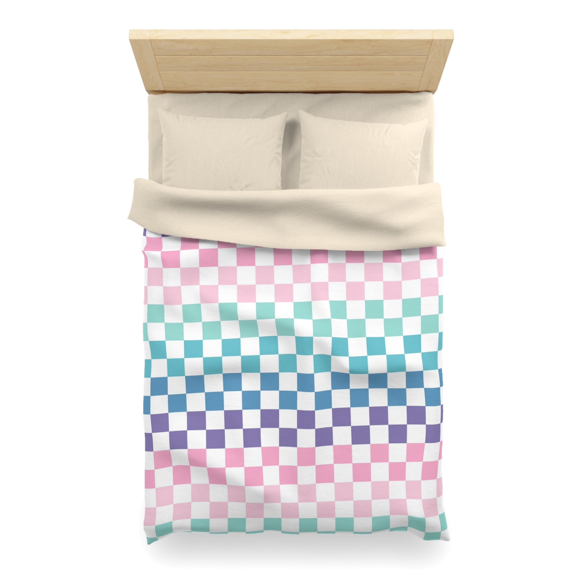 Vaporwave Rainbow  Checkerboard Multi-Color Microfiber Duvet Cover, Artsulli - Art is Long, Life is Short, Home Decor, , , , , , , 
