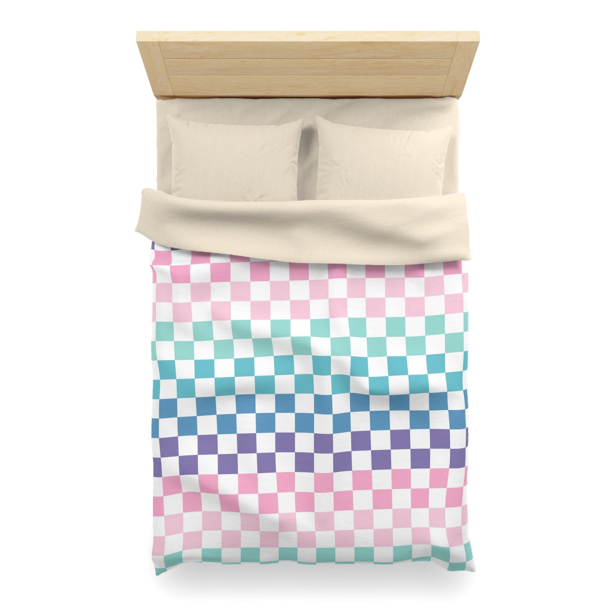 Vaporwave Rainbow  Checkerboard Multi-Color Microfiber Duvet Cover, Artsulli - Art is Long, Life is Short, Home Decor, , , , , , , 