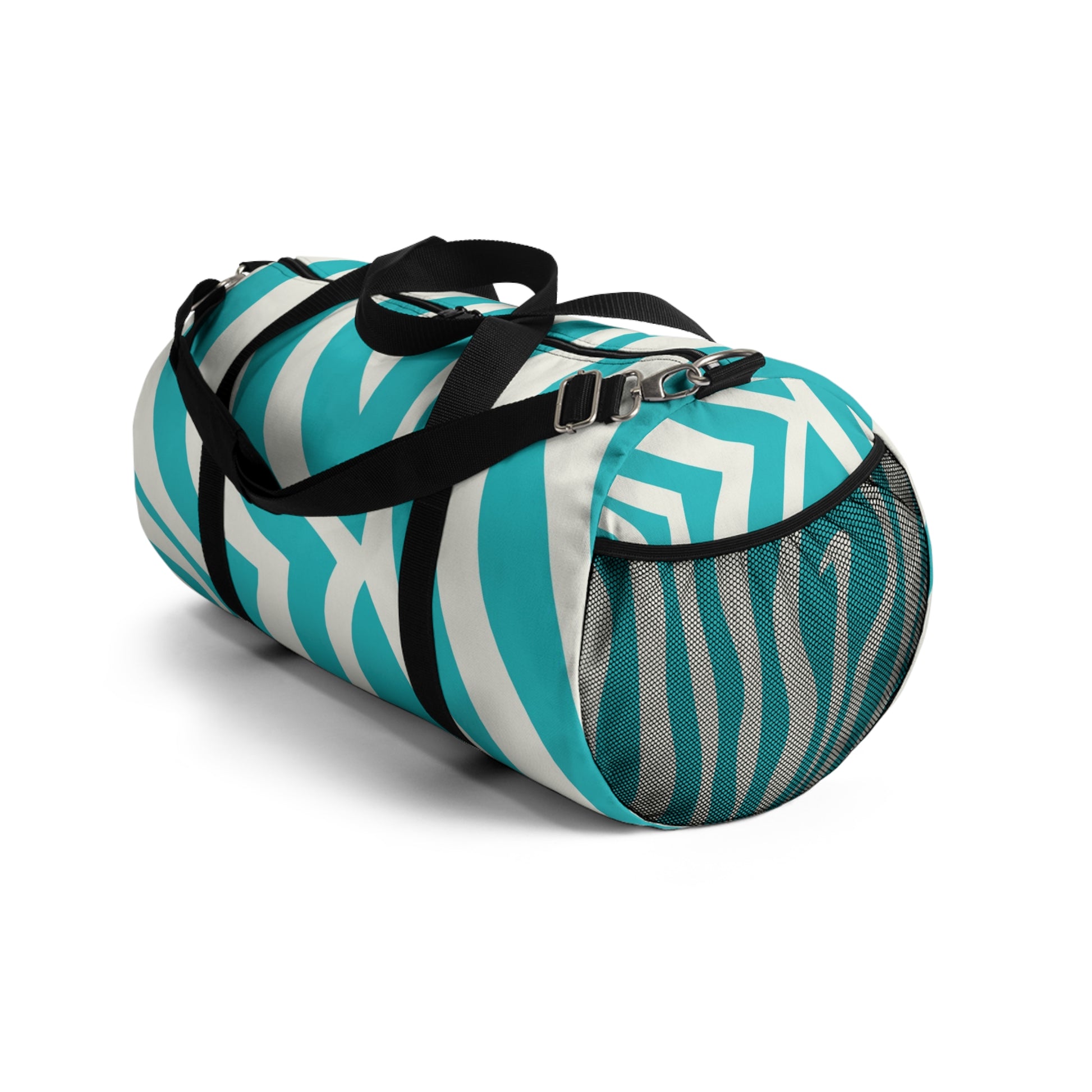 Melting Zebra Stripes Turquoise and White Duffel Bag, Artsulli - Art is Long, Life is Short, Bags, , , , , , , 