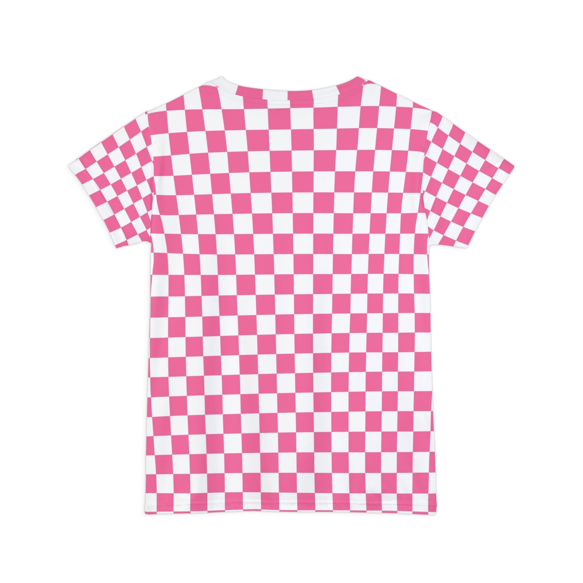 Yuyushiki Pink Check Women's Short Sleeve Shirt (AOP), Artsulli - Art is Long, Life is Short, All Over Prints, , , , , , , 