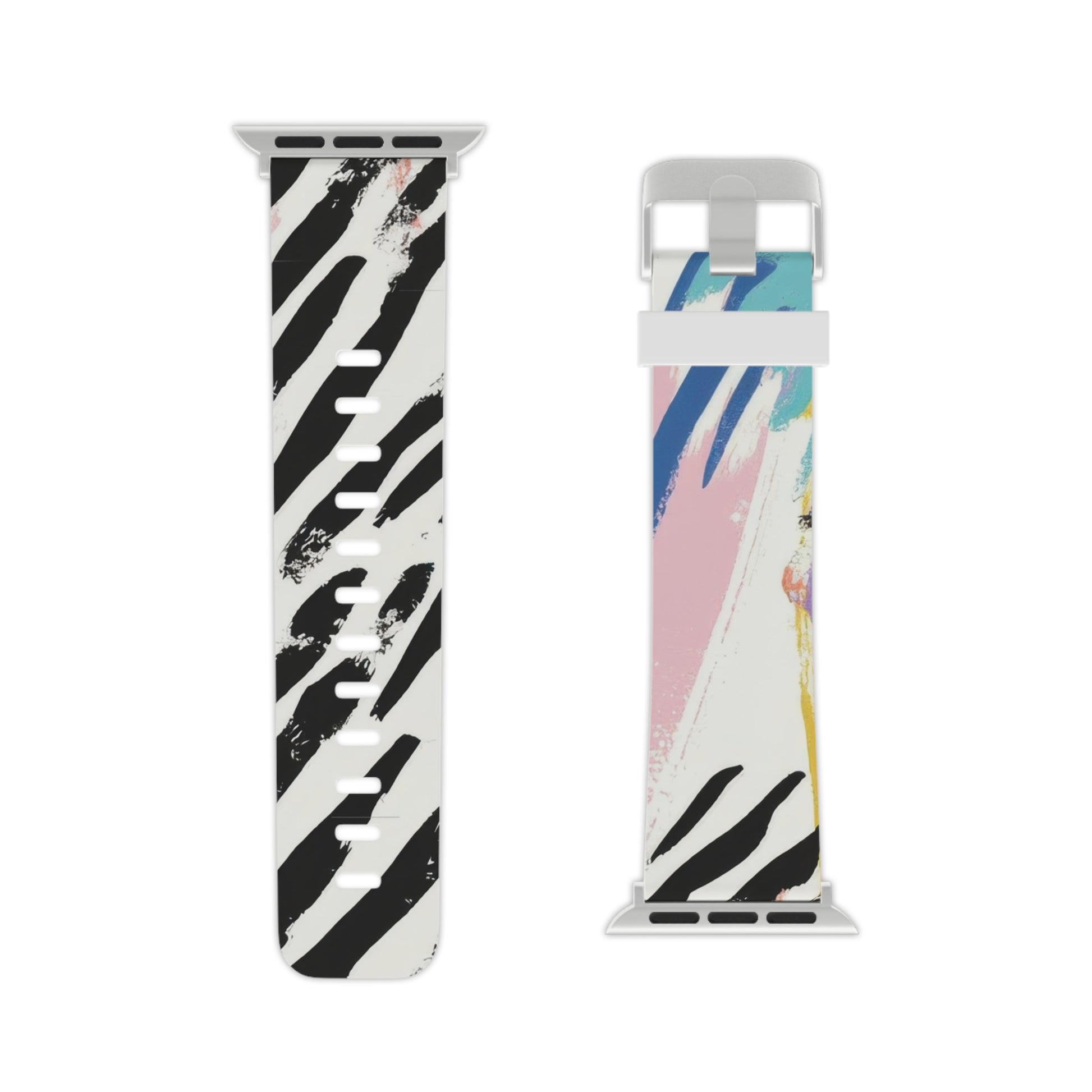 Wild Zebra Stripes x Paint Brush Strokes Multi-Color III Watch Band for Apple Watch, Artsulli - Art is Long, Life is Short, Accessories, , , , , , , 