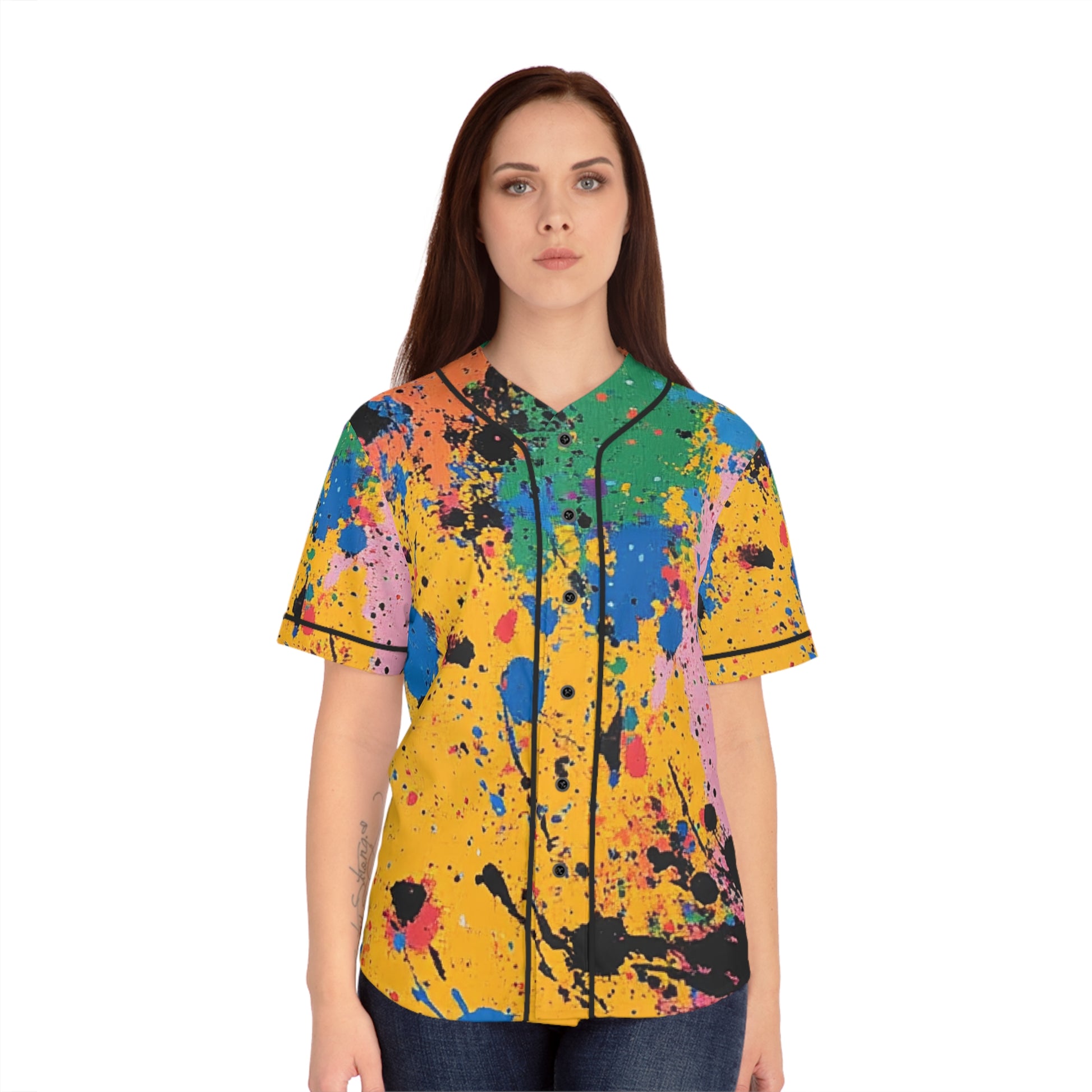 The Colors Of Paint Splatter Women's Baseball Jersey (AOP), Artsulli - Art is Long, Life is Short, All Over Prints, , , , , , , 