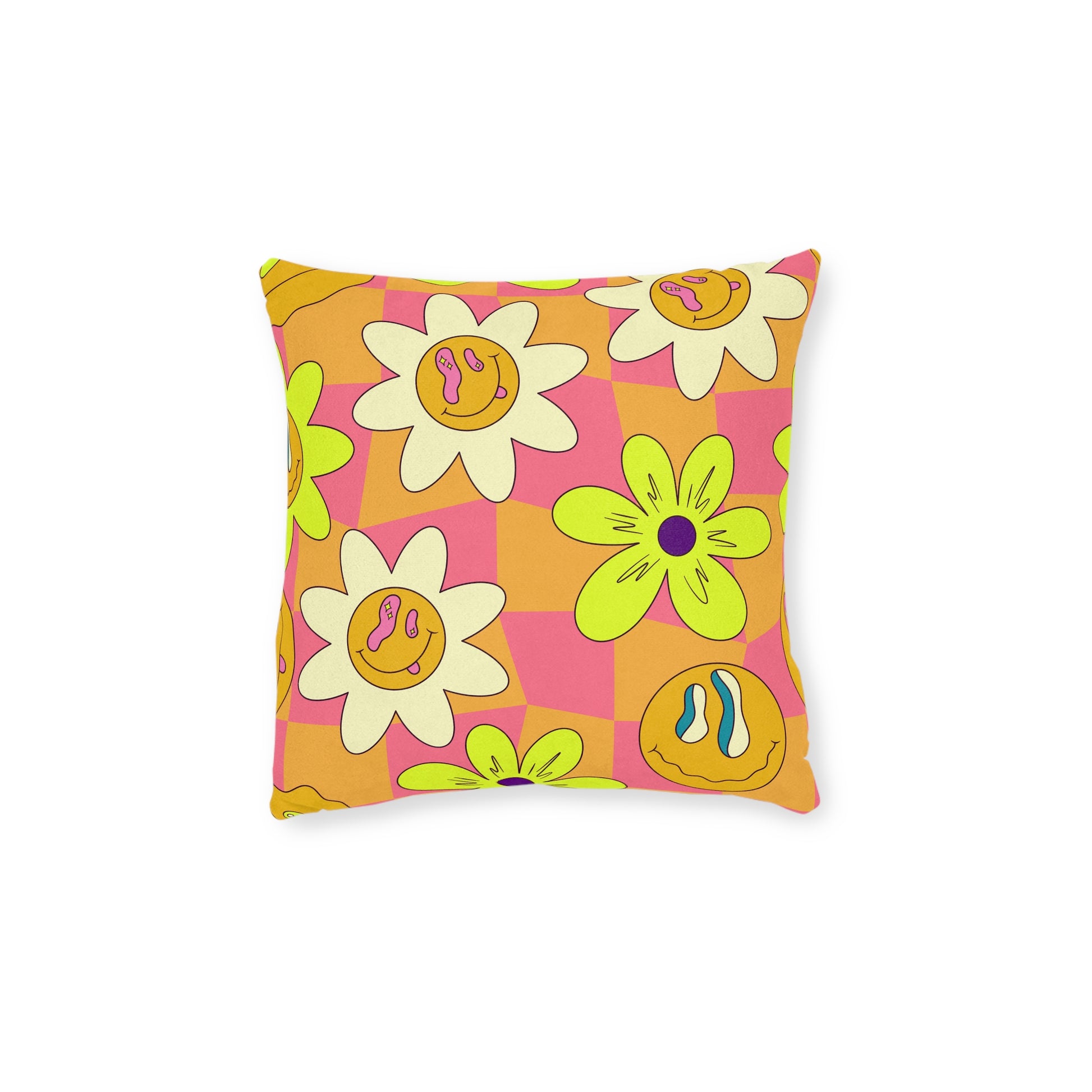 Trippy Sour Face Rave Square Pillow, Artsulli - Art is Long, Life is Short, Home Decor, , , , , , , 