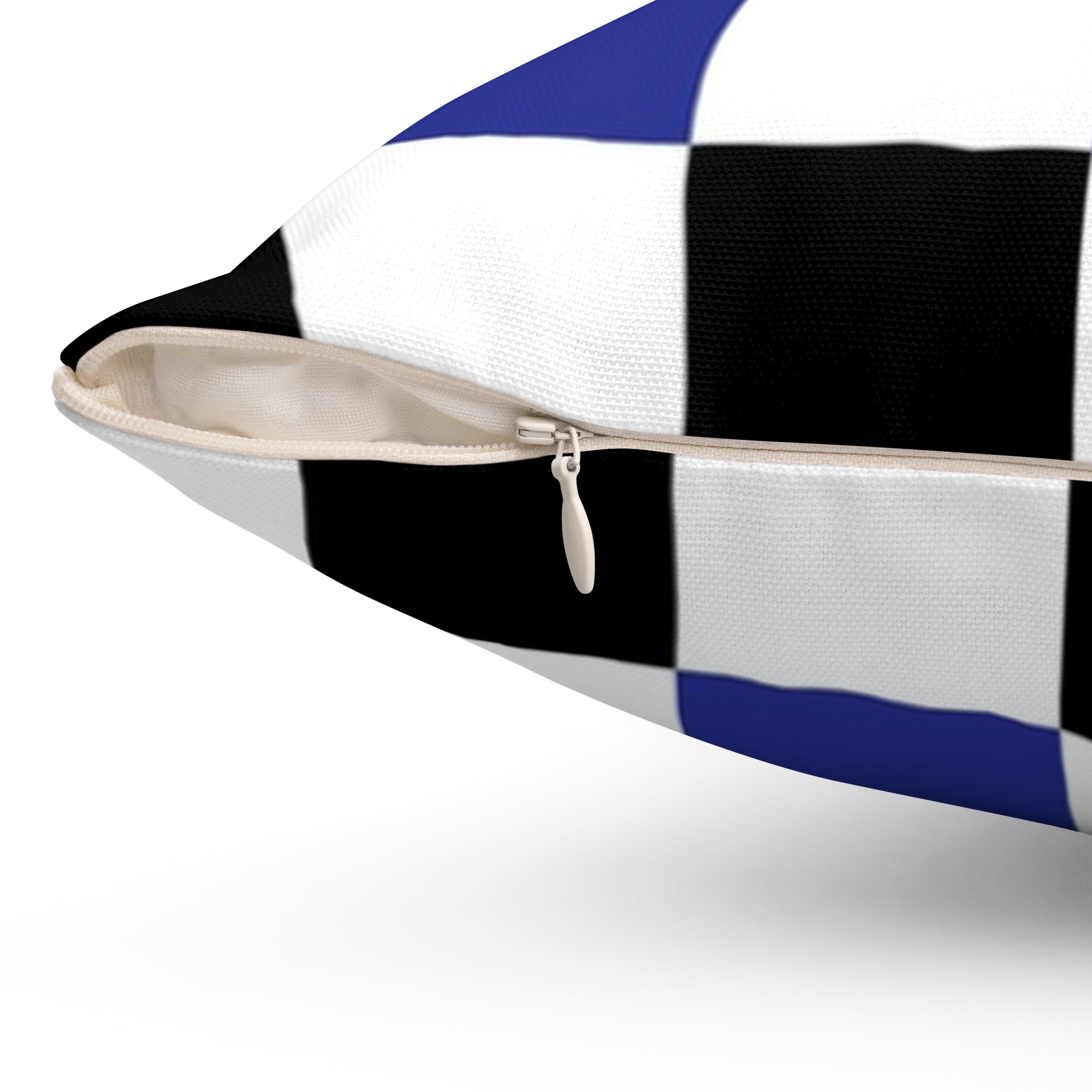 Checkerboard Blue White and Black Spun Polyester Square Pillow, Artsulli - Art is Long, Life is Short, Home Decor, , , , , , , 