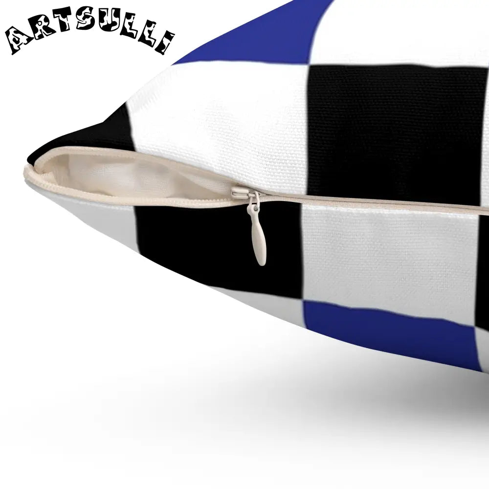 JAKKOUTTHEBXX Checkerboard Blue White and Black Spun Polyester