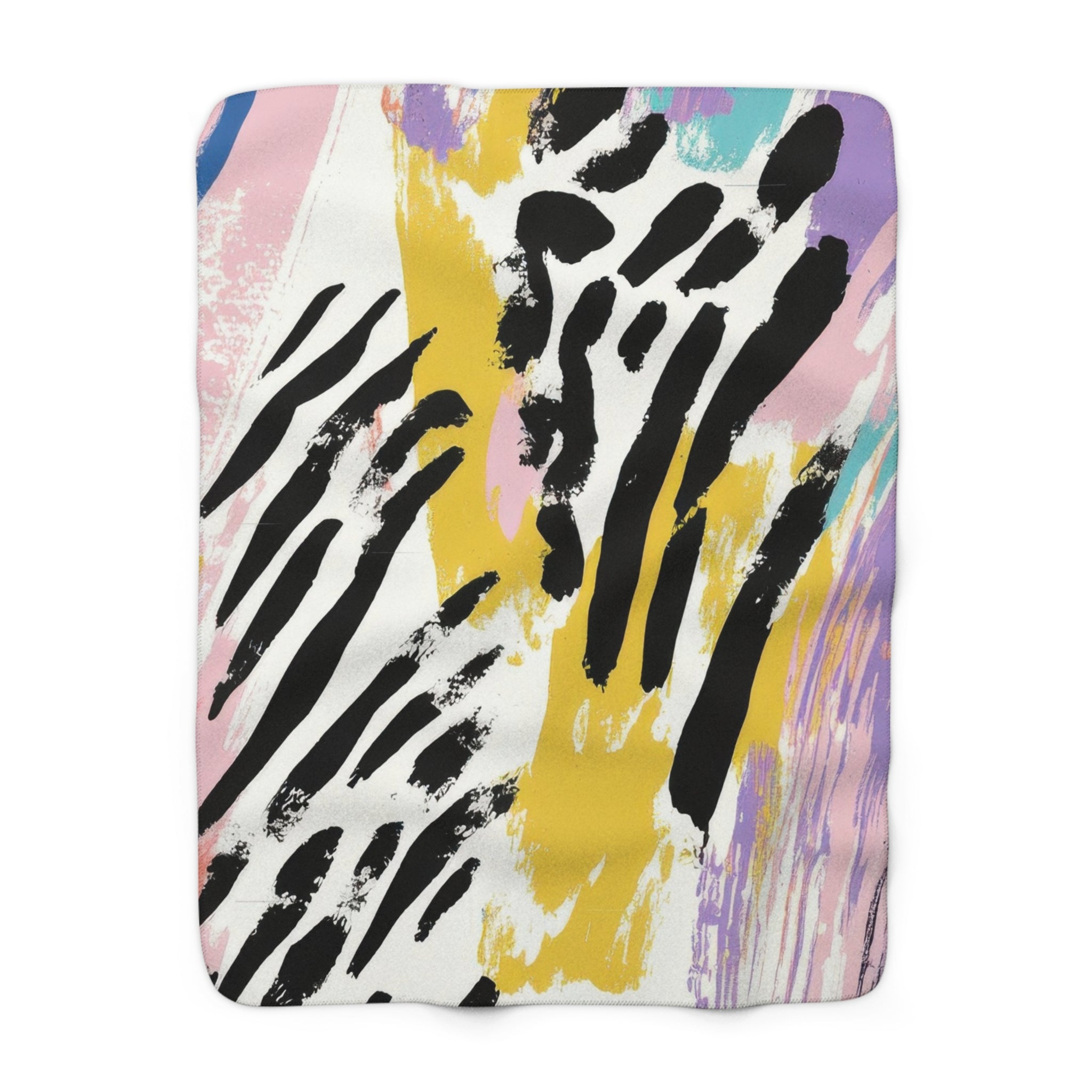Wild Zebra Stripes x Paint Brush Strokes Multi-Color Sherpa Fleece Blanket, Artsulli - Art is Long, Life is Short, Home Decor, Size, 50" × 60", , , , , 15931693593723
