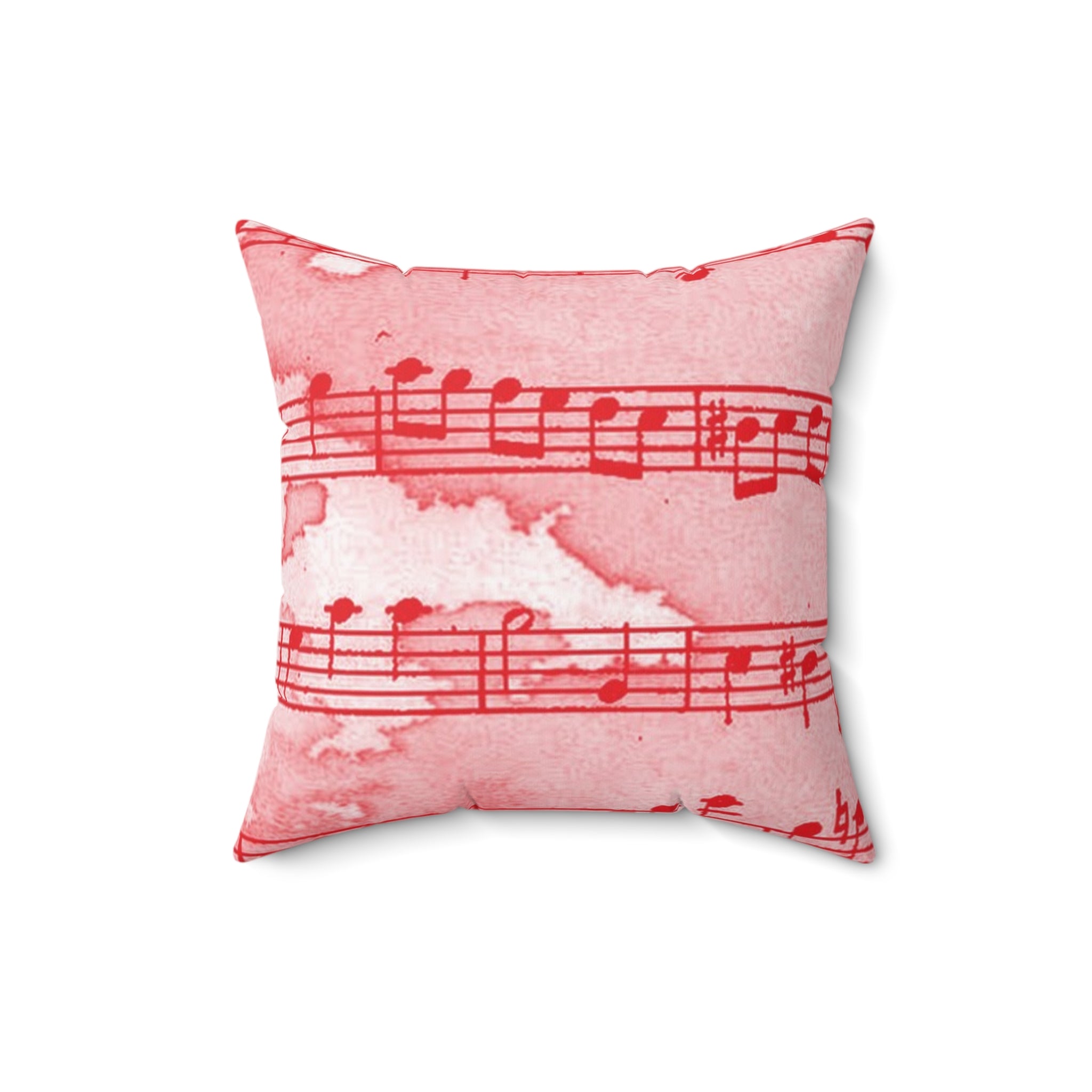 Drip Spill Type Beat Sheet Music Red Spun Polyester Square Pillow, Artsulli - Art is Long, Life is Short, Home Decor, Size, 16" × 16", , , , , 14073938814063678386