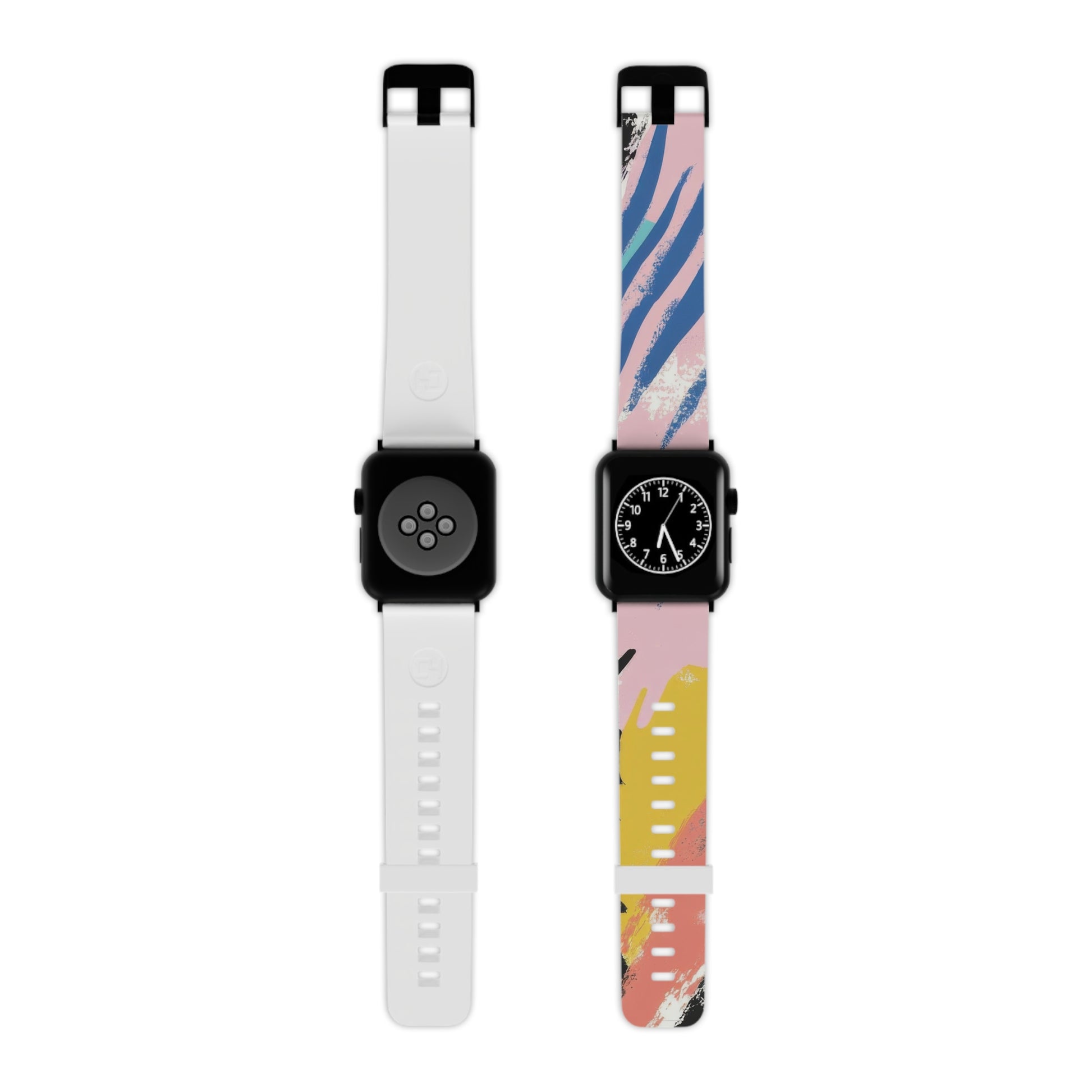 Wild Zebra Stripes x Paint Brush Strokes Multi-Color IV Watch Band for Apple Watch, Artsulli - Art is Long, Life is Short, Accessories, Size, 7.5'' × 0.75'' / 42 - 44 mm, Color, Black, , , 15855109875284