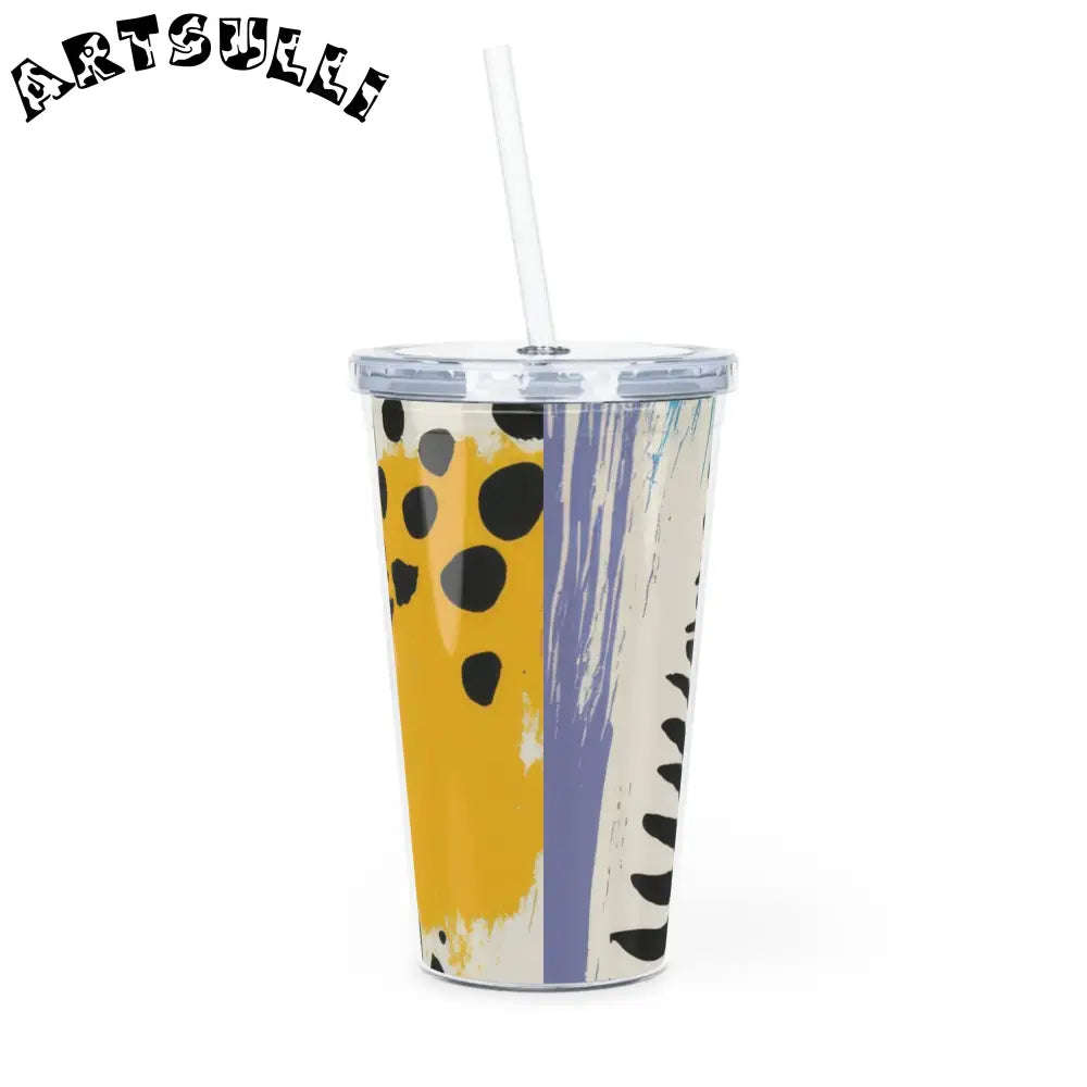 JAKKOUTTHEBXX Rae Zebra Rhapsody Plastic Tumbler with Straw