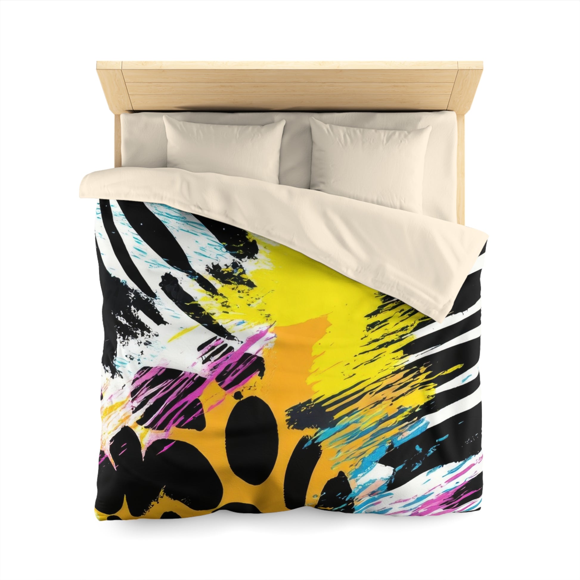 Zebra Stripes x Leapord Print x Paint Splatter Multi-Color Microfiber Duvet Cover, Artsulli - Art is Long, Life is Short, Home Decor, , , , , , , 