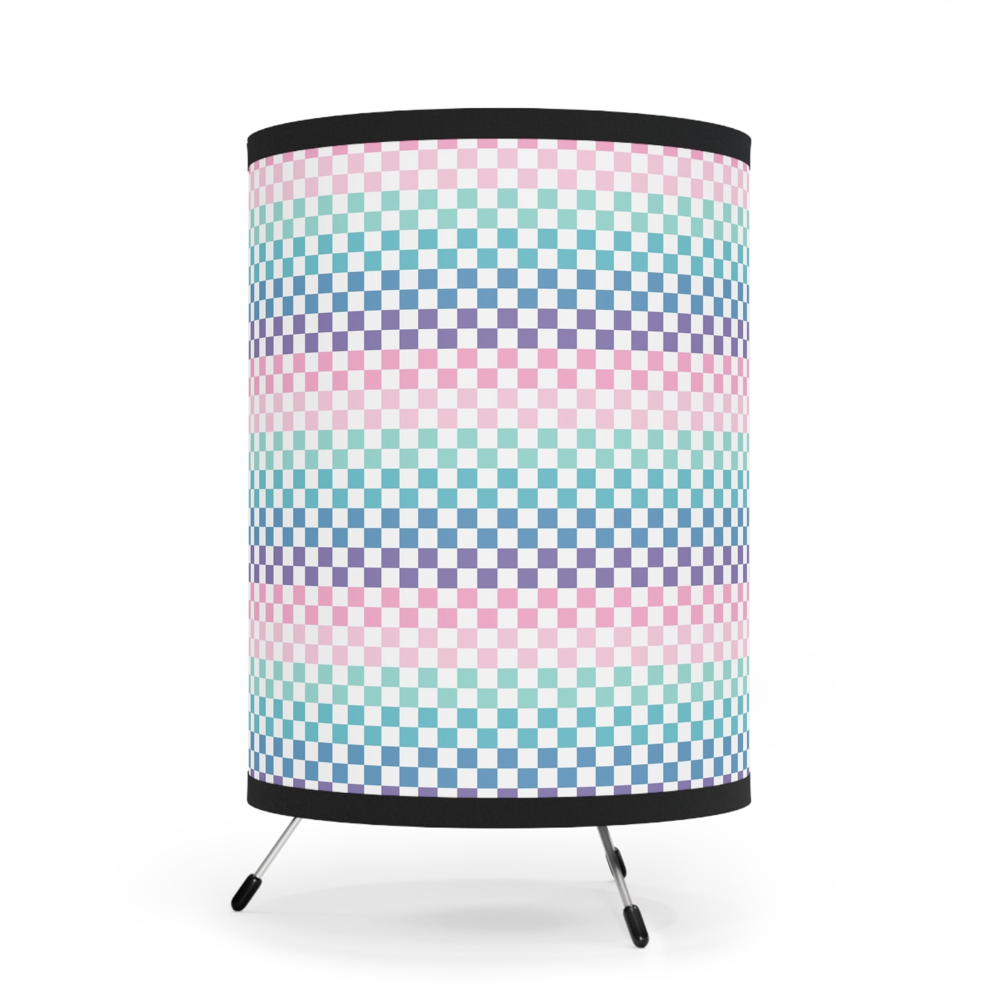Vaporwave Rainbow  Checkerboard Multi-Color Tripod Lamp with High-Res Printed Shade, US\CA plug, Artsulli - Art is Long, Life is Short, Home Decor, , , , , , , 