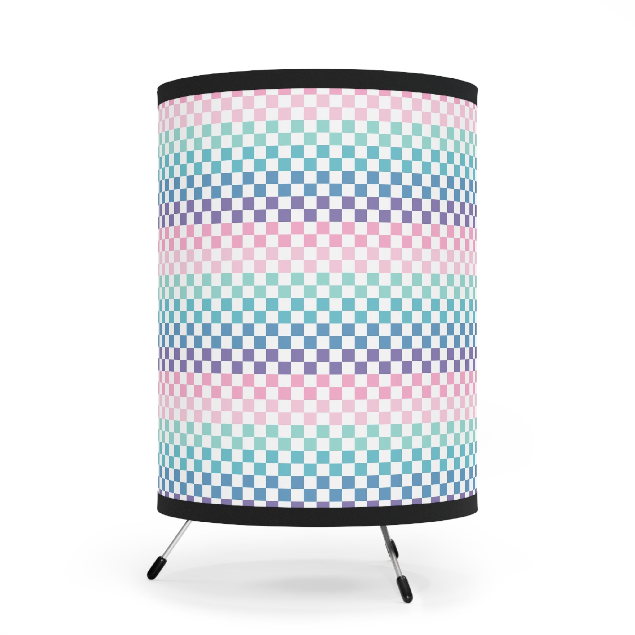 Vaporwave Rainbow  Checkerboard Multi-Color Tripod Lamp with High-Res Printed Shade, US\CA plug, Artsulli - Art is Long, Life is Short, Home Decor, , , , , , , 