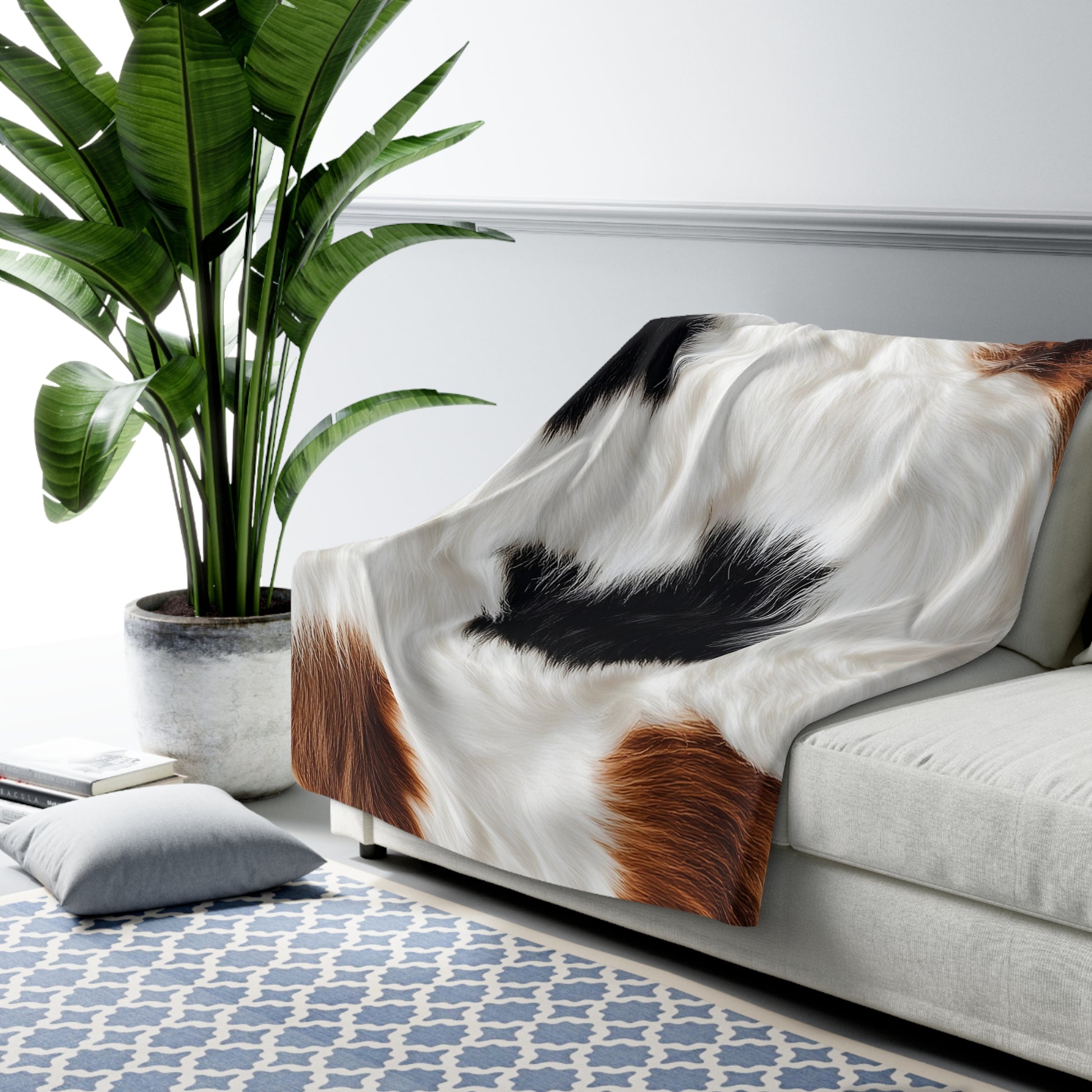 Surreal Cow Skin Sherpa Fleece Blanket, Artsulli - Art is Long, Life is Short, Home Decor, , , , , , , 
