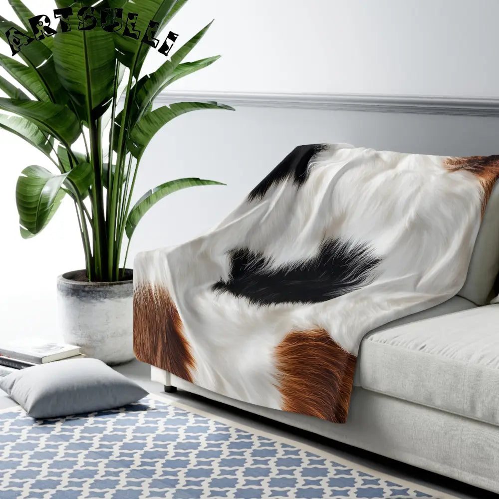 JAKKOUTTHEBXX Surreal Cow Skin Sherpa Fleece Blanket JAKKOUTTHEBXX