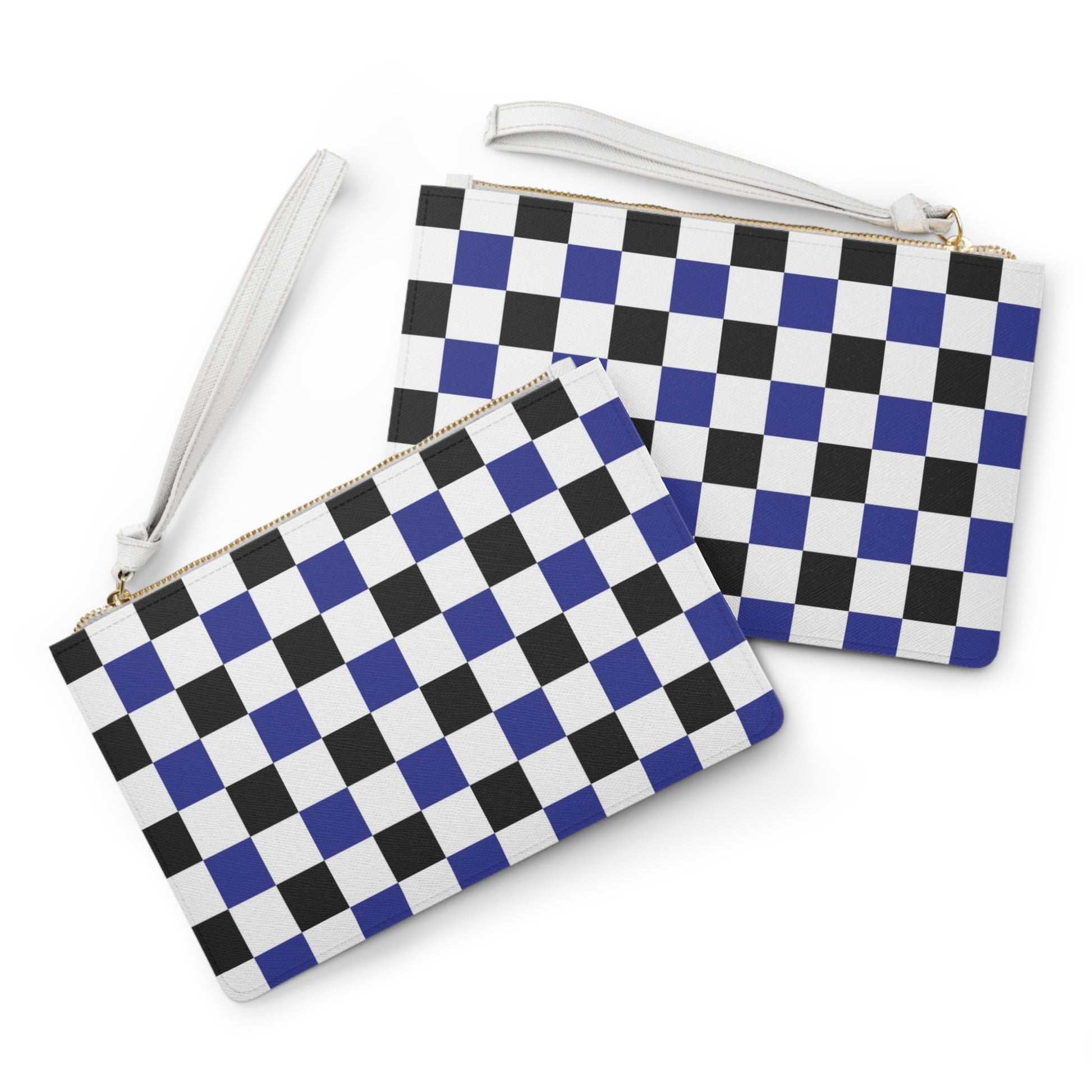 Checkerboard Blue White and Black Clutch Bag, Artsulli - Art is Long, Life is Short, Bags, , , , , , , 