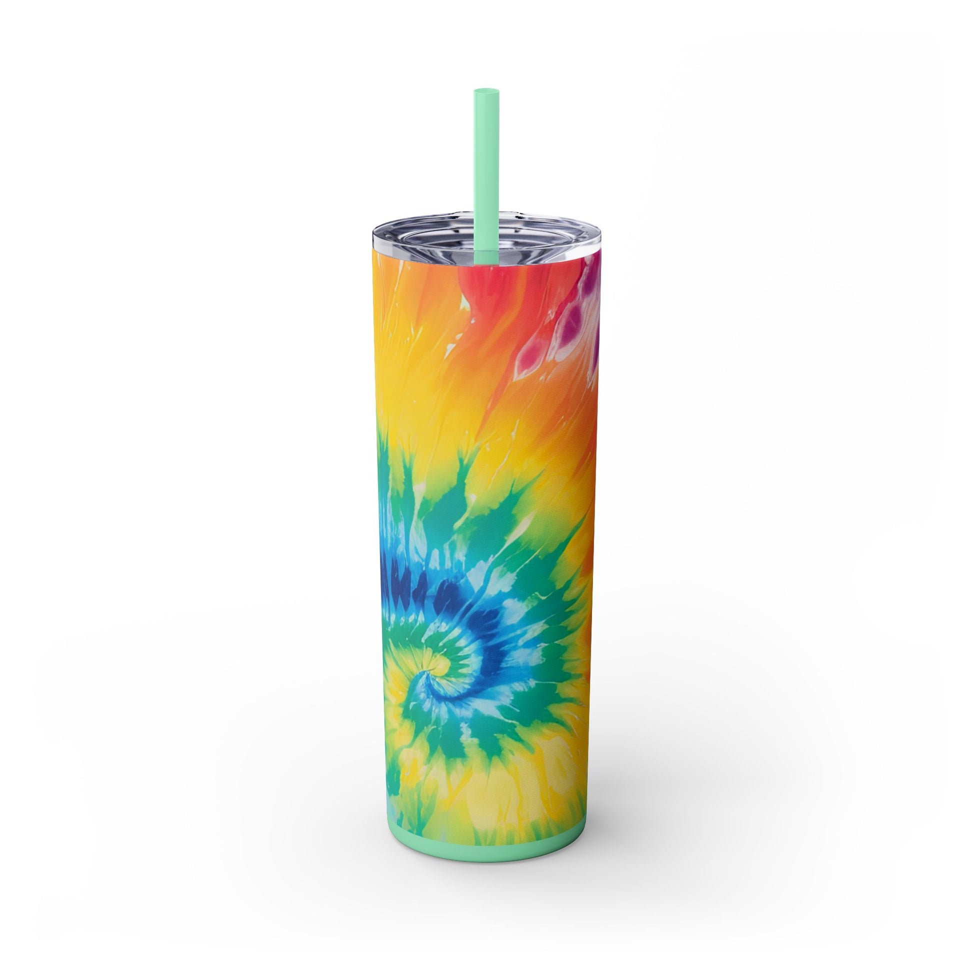 Tie Dye Skinny Tumbler with Straw, 20oz, Artsulli - Art is Long, Life is Short, Mug, Finish, Glossy, Color, Mint, Size, 20oz, 27436826860037557991