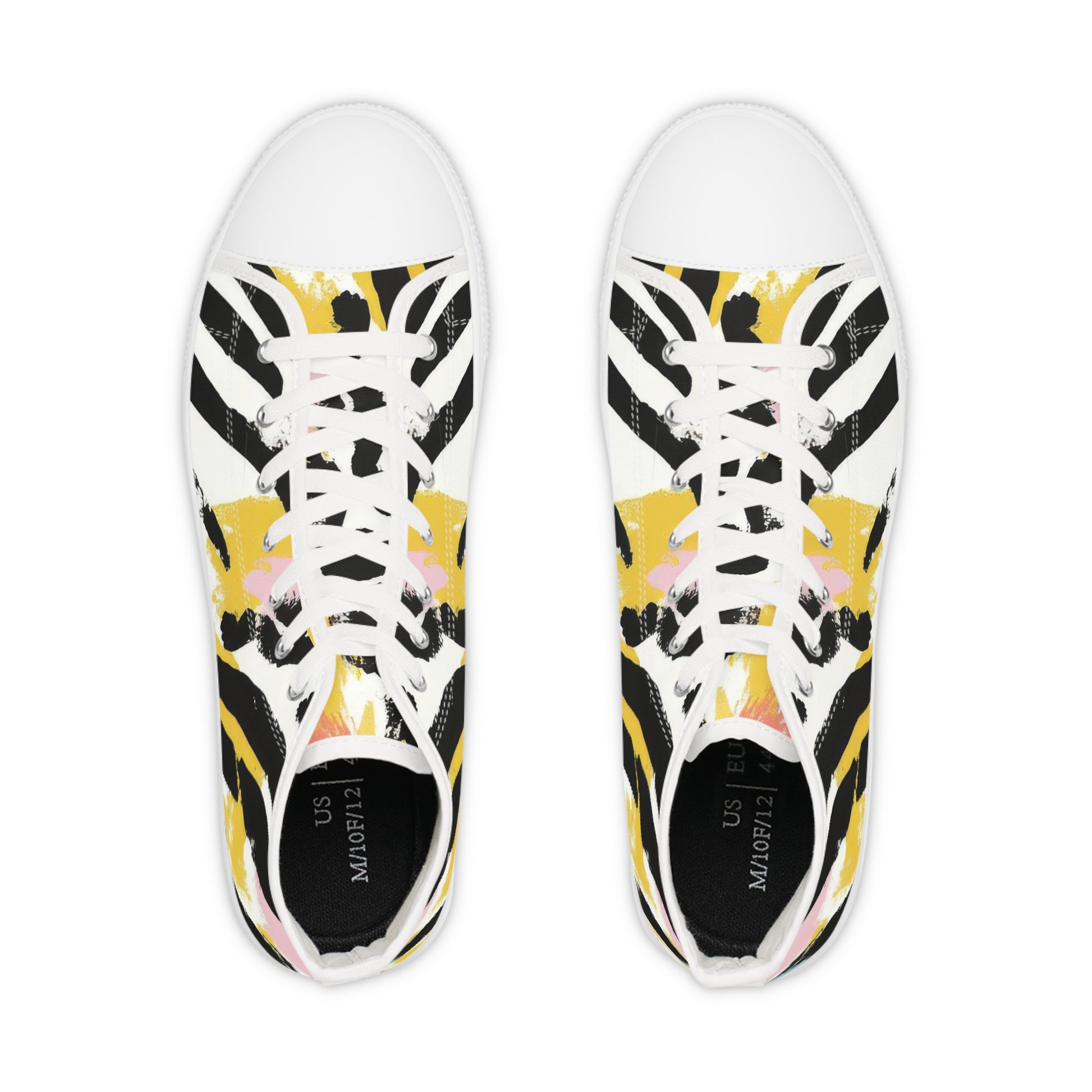 Wild Zebra Stripes x Paint Brush Strokes Multi-Color Men's High Top Sneakers, Artsulli - Art is Long, Life is Short, Shoes, , , , , , , 