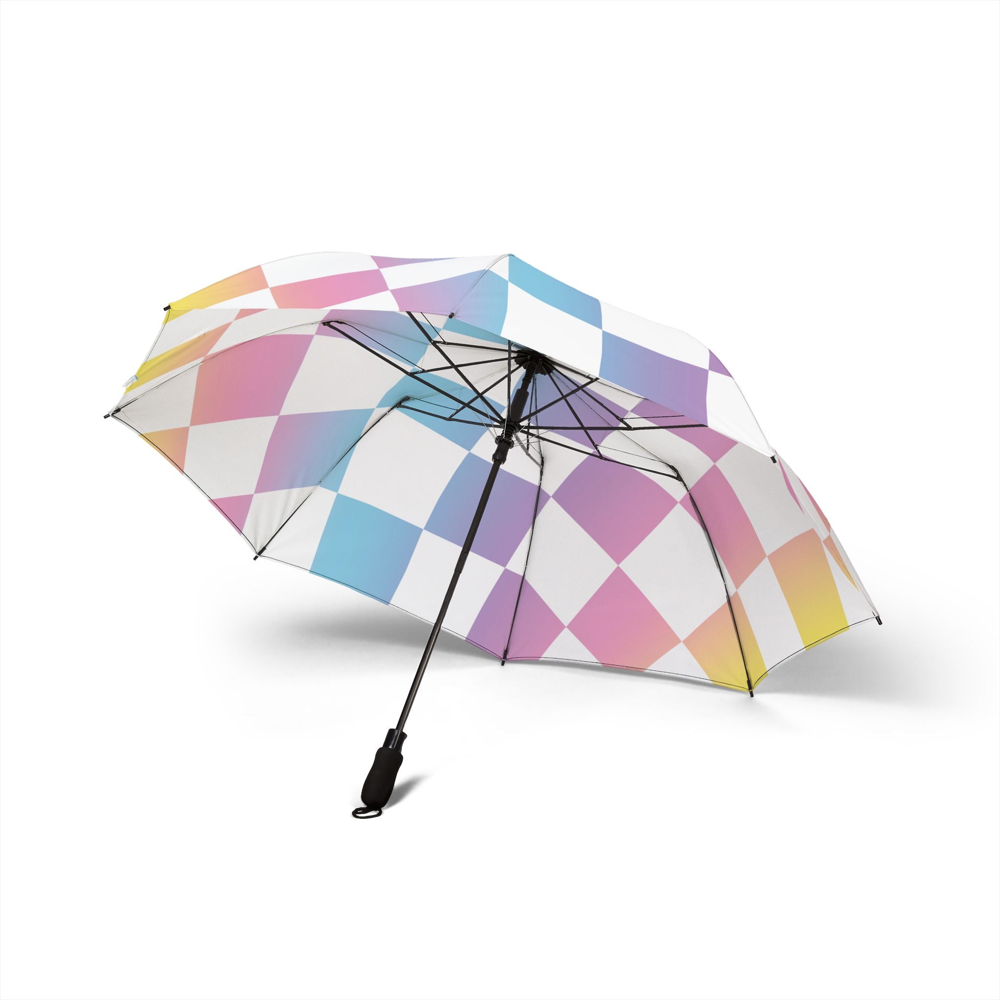 Vaporwave Check Semi-Automatic Foldable Umbrella, Artsulli - Art is Long, Life is Short, Accessories, , , , , , , 