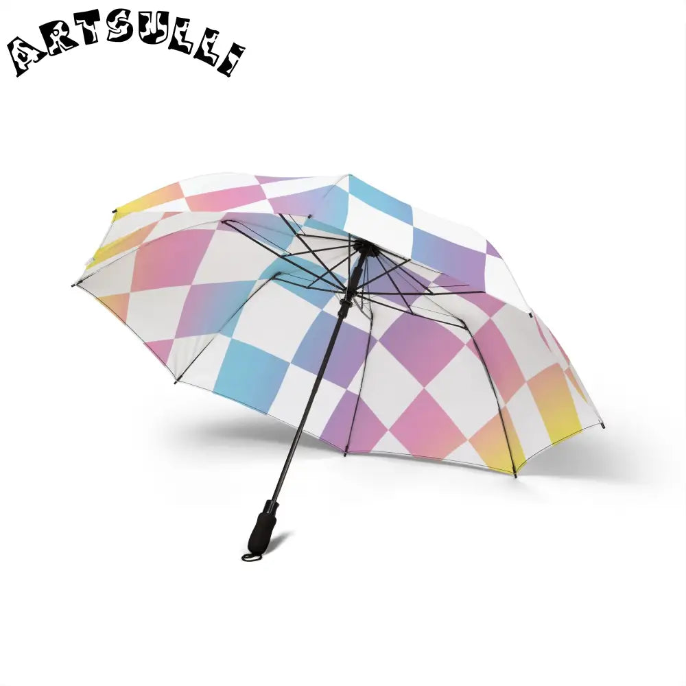 JAKKOUTTHEBXX Vaporwave Check Semi-Automatic Foldable Umbrella