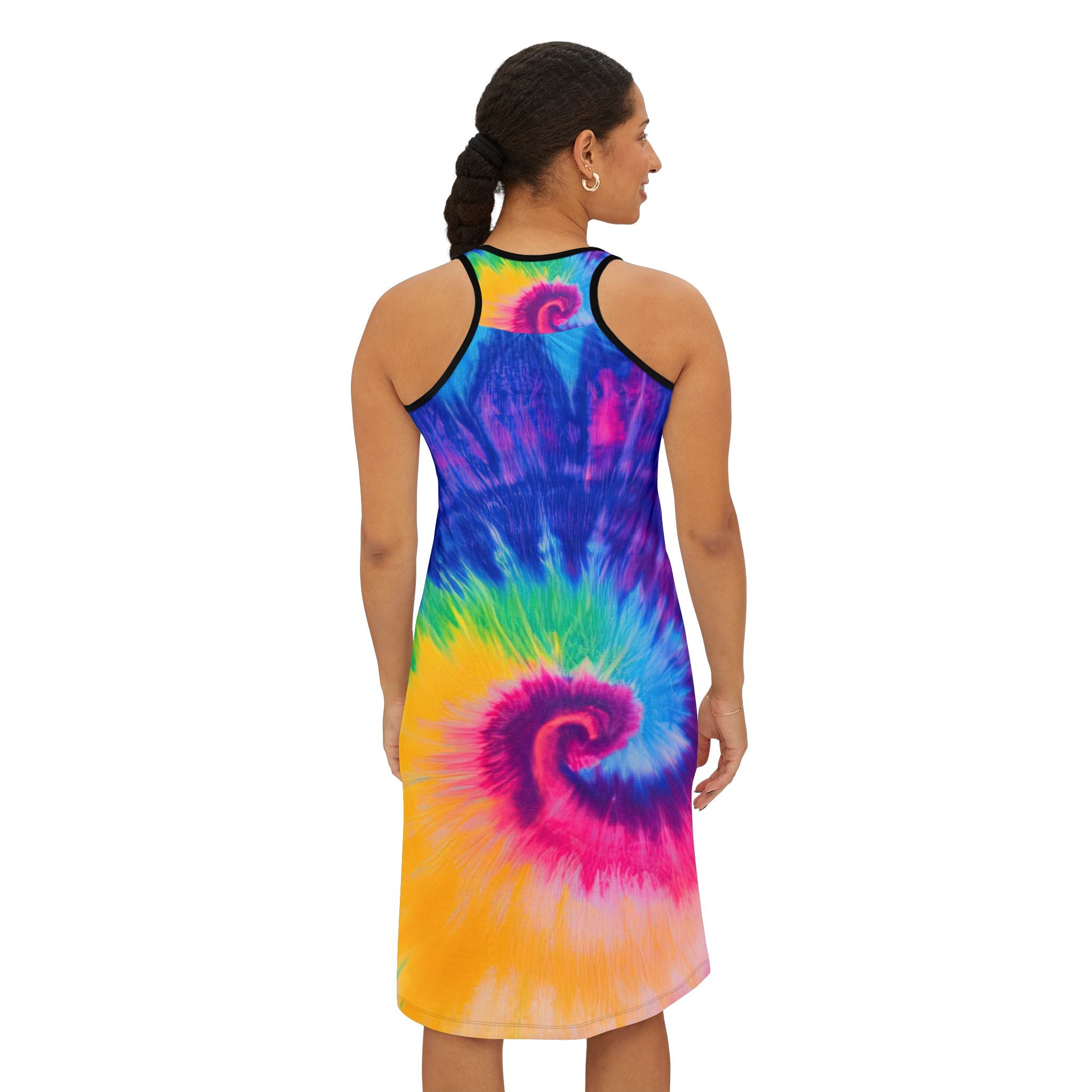 Psychedelic Tie Dye Women's Racerback Dress (AOP), Artsulli - Art is Long, Life is Short, Tank Top, , , , , , , 