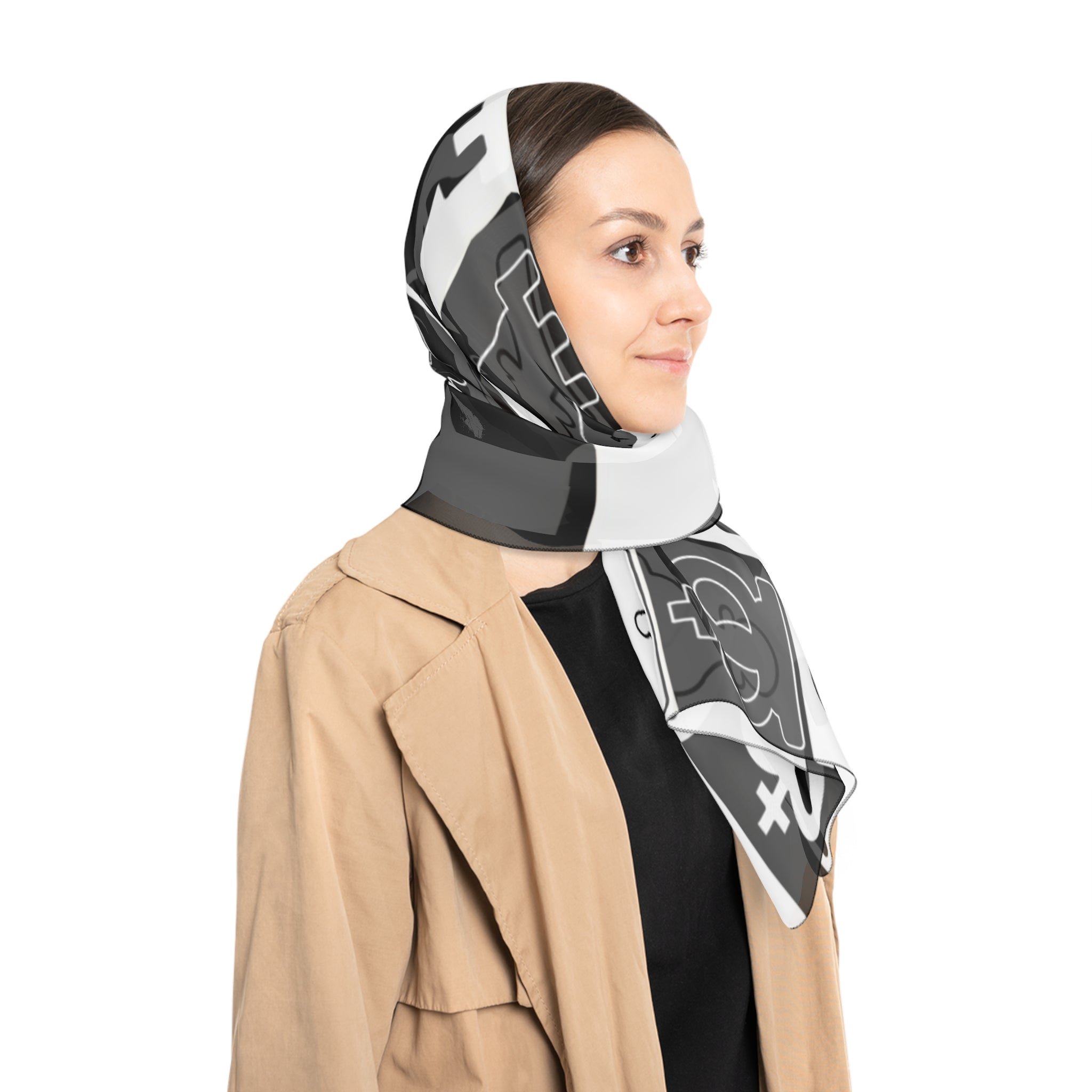 Chessboard Black and White Poly Scarf, Artsulli - Art is Long, Life is Short, Accessories, , , , , , , 