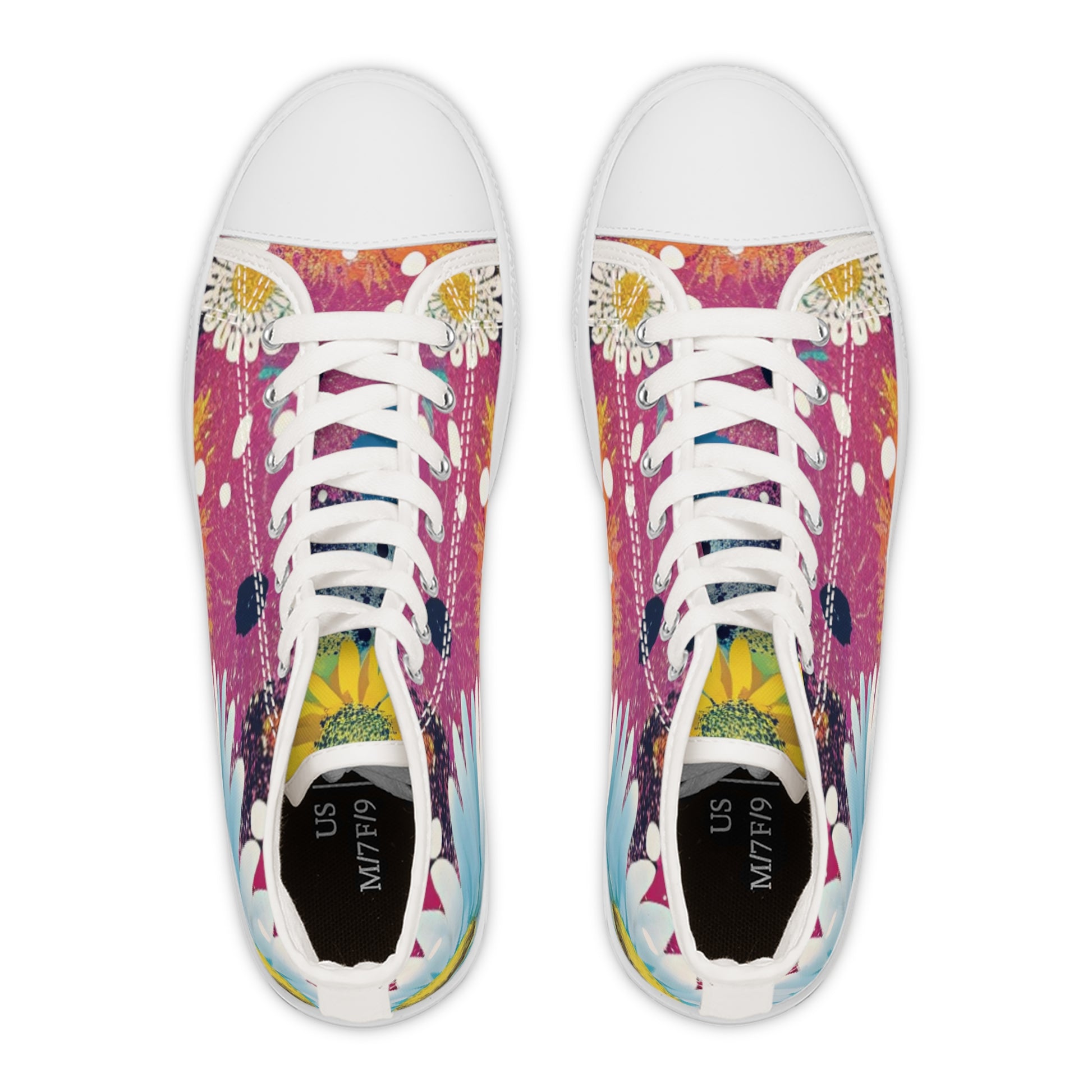 Magical Flower Explosion IV  Multi-Color Women's High Top Sneakers, Artsulli - Art is Long, Life is Short, Shoes, , , , , , , 