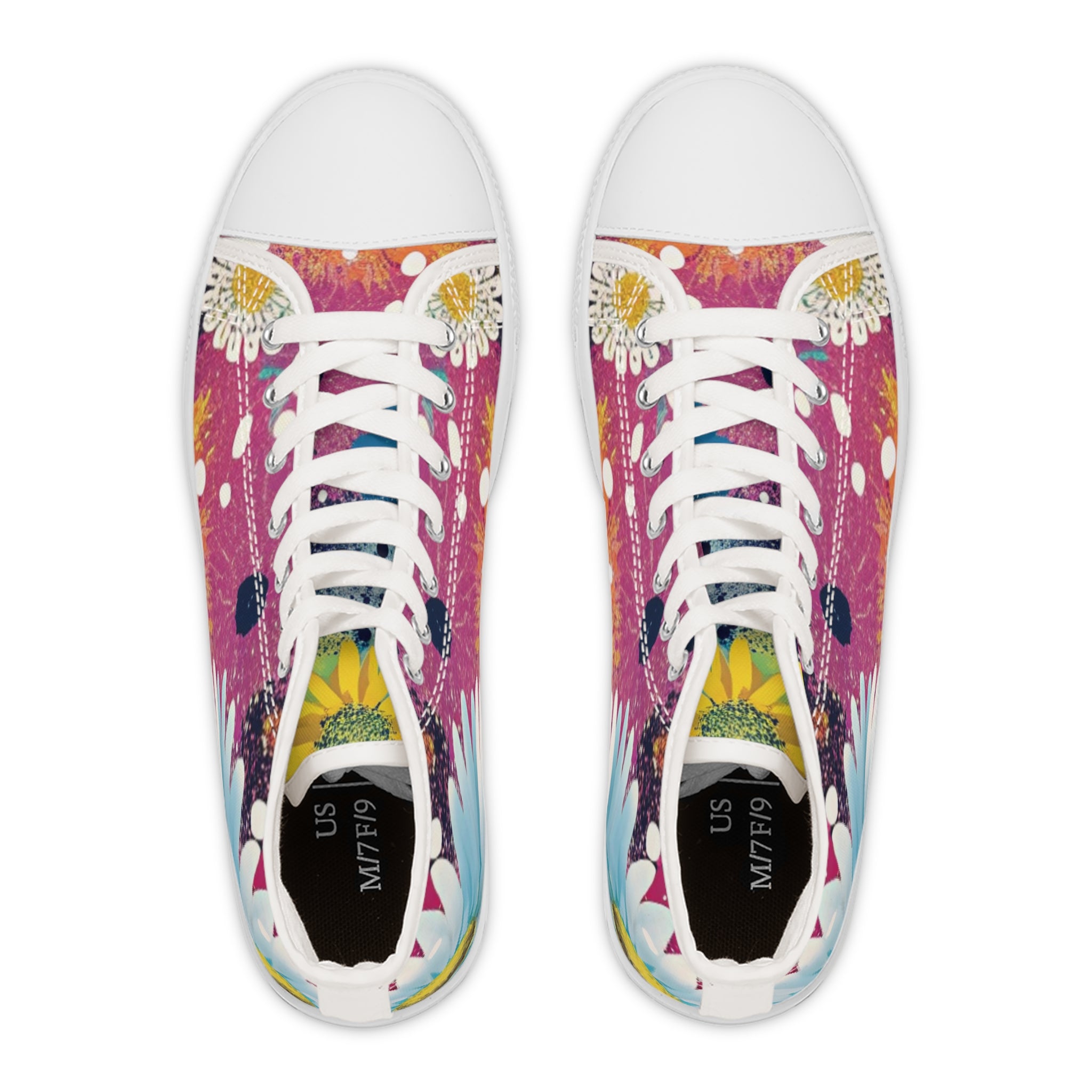 Magical Flower Explosion IV  Multi-Color Women's High Top Sneakers, Artsulli - Art is Long, Life is Short, Shoes, , , , , , , 