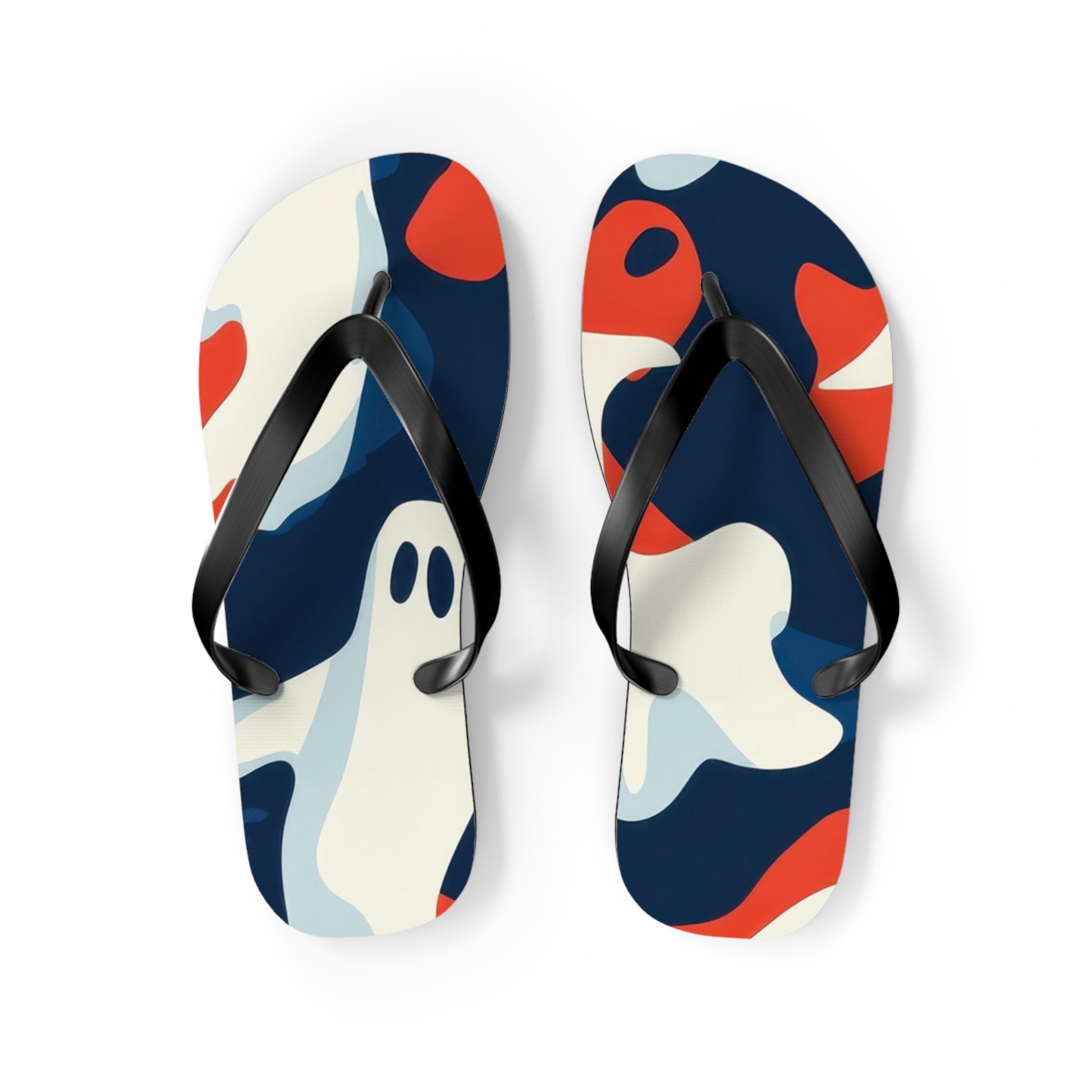 Camo Ghosts Flip Flops, Artsulli - Art is Long, Life is Short, Shoes, Size, M, Color, Black sole, , , 14456686907838