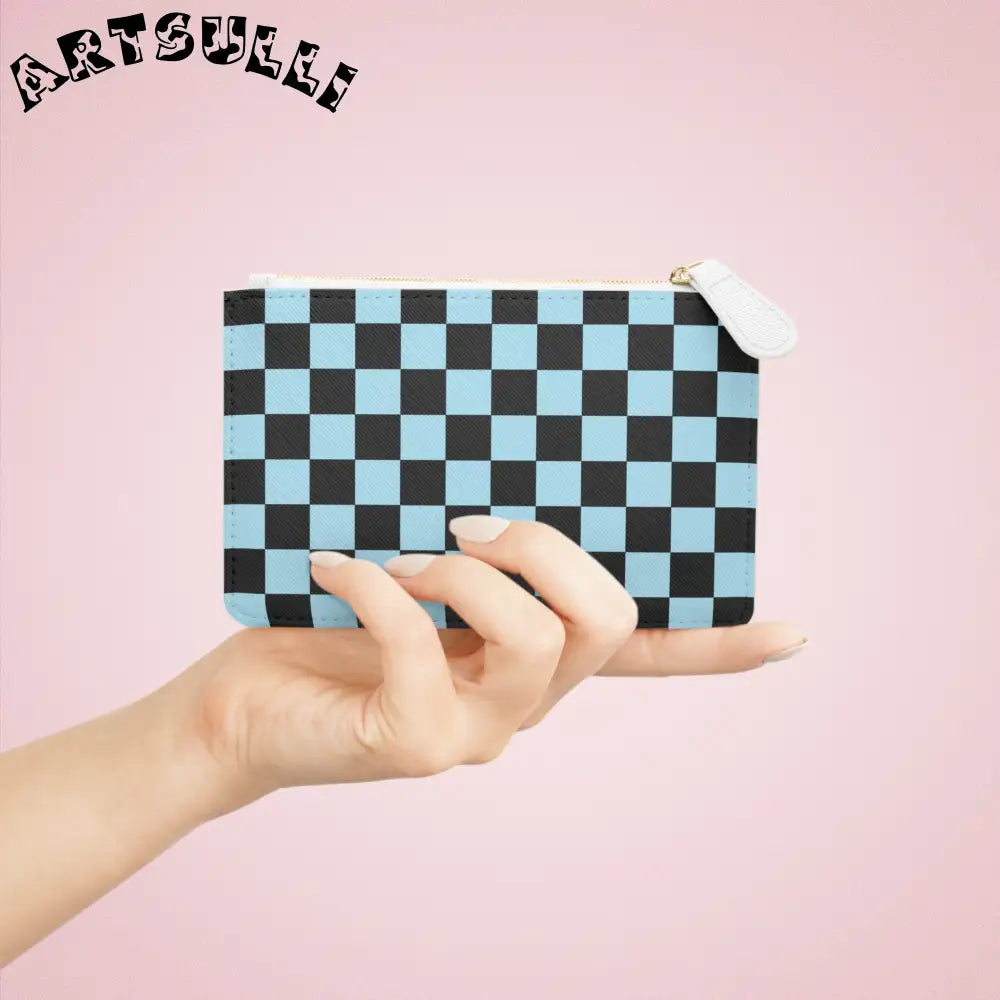 JAKKOUTTHEBXX Checkerboard Black and Blue Mini Clutch Bag