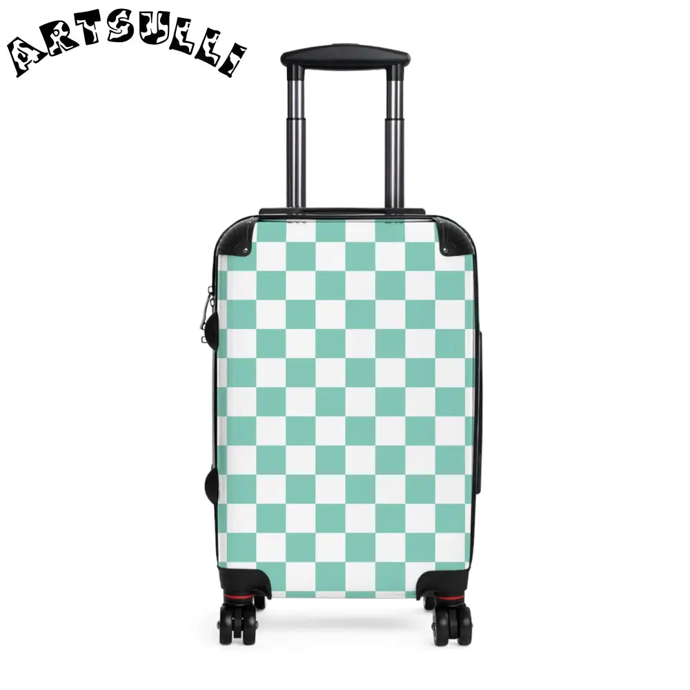 JAKKOUTTHEBXX Checkerboard Light Green Suitcase JAKKOUTTHEBXX