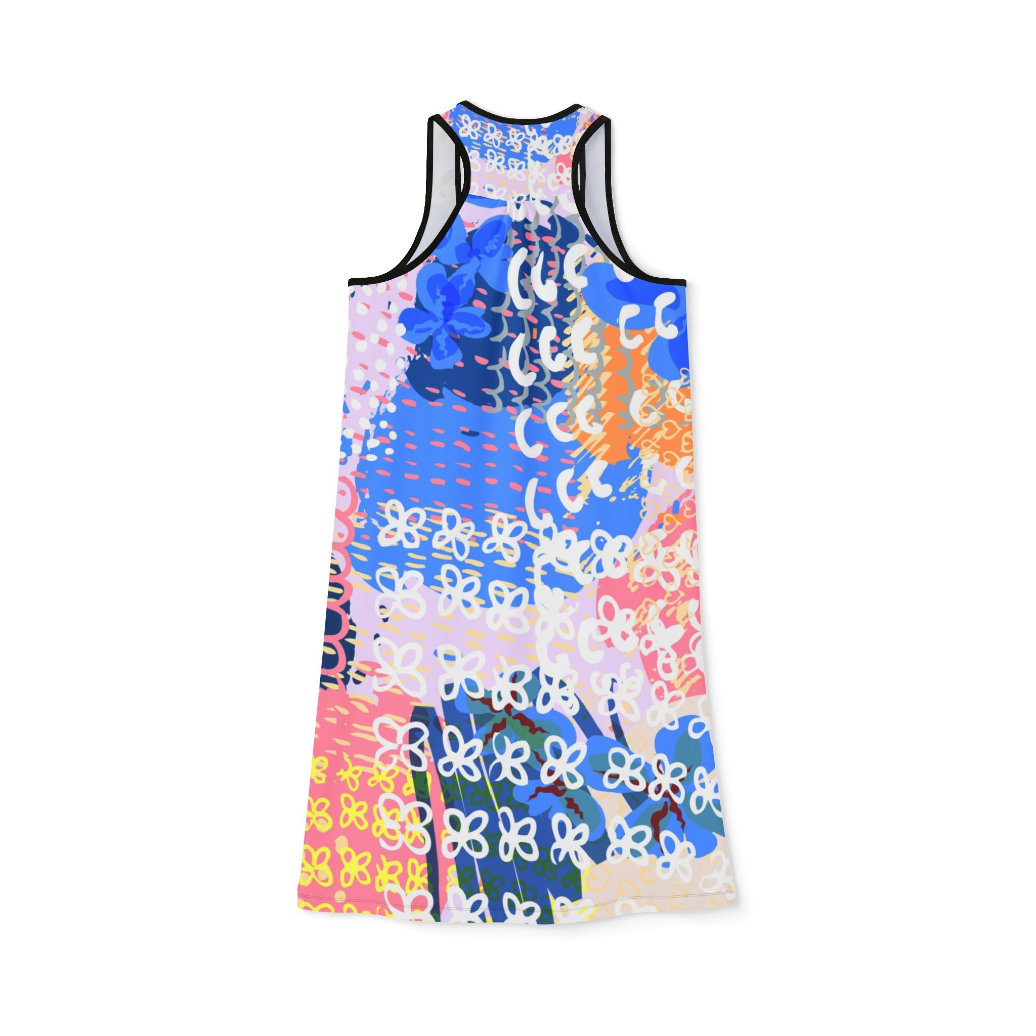 Flowers x Doodles x Hearts Multi-Color Women's Racerback Dress (AOP), Artsulli - Art is Long, Life is Short, Tank Top, , , , , , , 