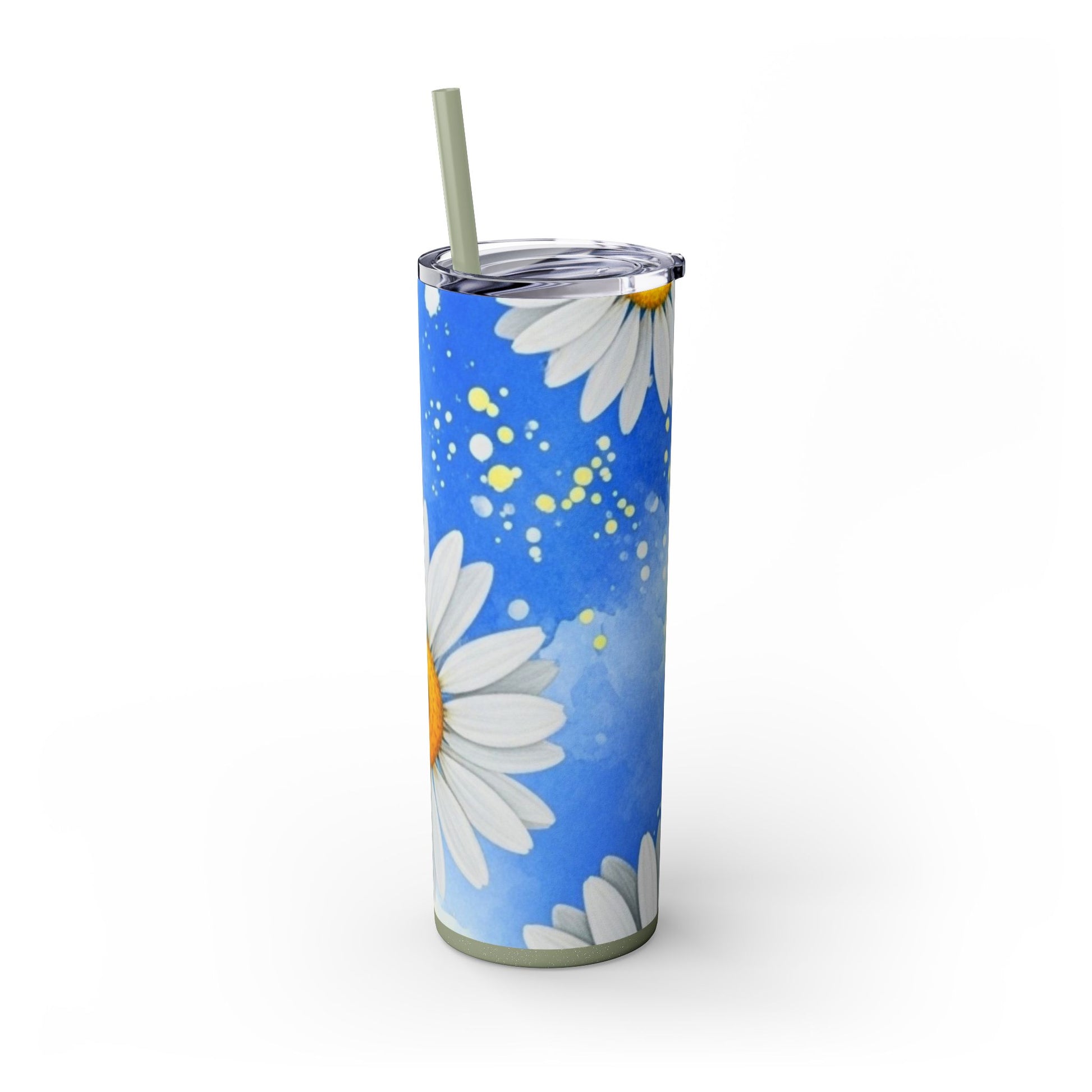 Daisies Skinny Tumbler with Straw, 20oz, Artsulli - Art is Long, Life is Short, Mug, , , , , , , 