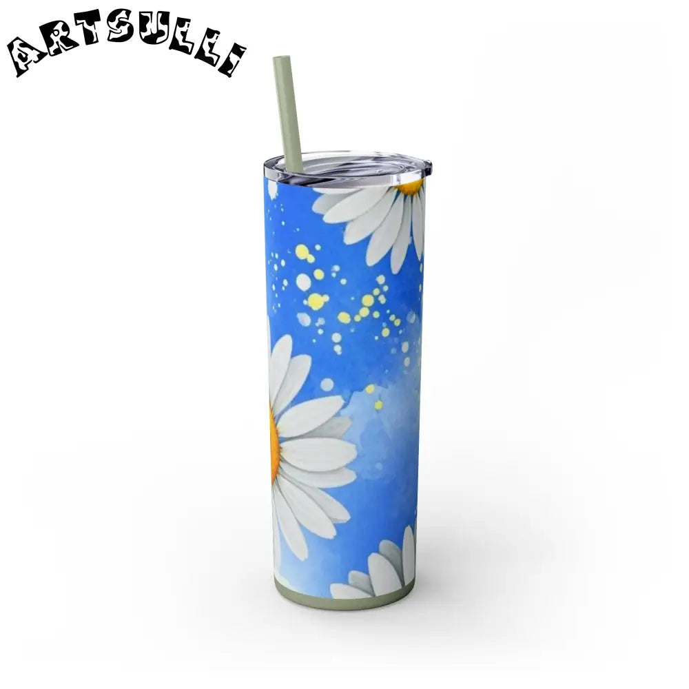 JAKKOUTTHEBXX Daisies Skinny Tumbler with Straw 20oz JAKKOUTTHEBXX