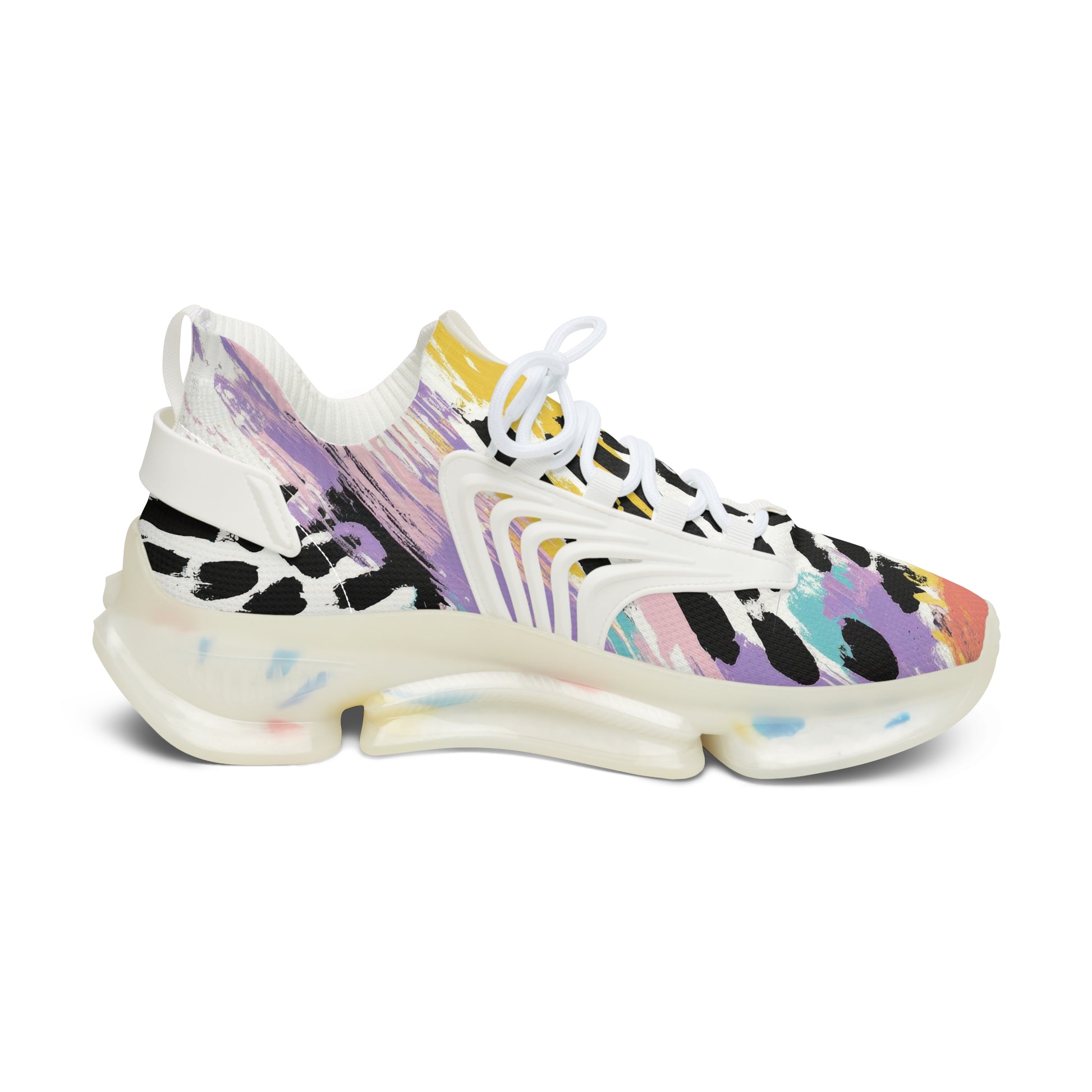 Wild Zebra Stripes x Paint Brush Strokes Multi-Color Women's Mesh Sneakers, Artsulli - Art is Long, Life is Short, Shoes, , , , , , , 