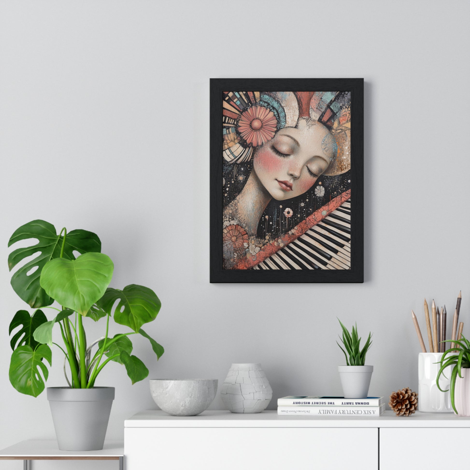 Queen Of Piano Dreams Vertical Framed Poster, Artsulli - Art is Long, Life is Short, Poster, , , , , , , 