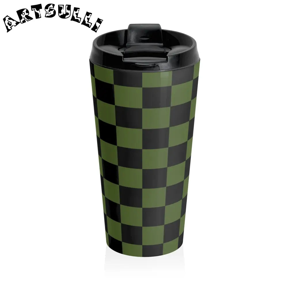 JAKKOUTTHEBXX Checkerboard Olive Green and Black Stainless Steel