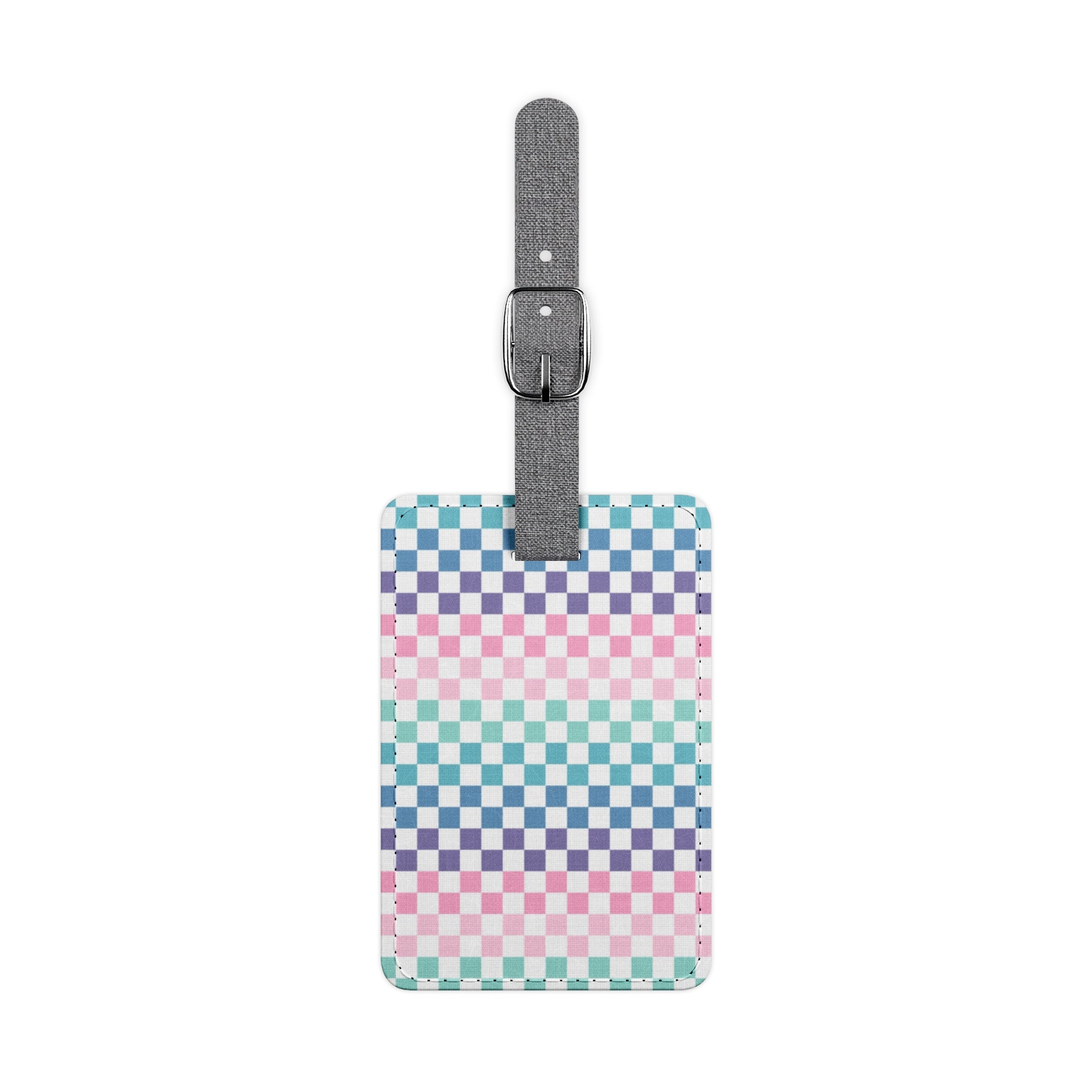 Vaporwave Rainbow  Checkerboard Multi-Color Saffiano Polyester Luggage Tag, Rectangle, Artsulli - Art is Long, Life is Short, Accessories, Size, One size, Shape, Rectangle, , , 20181633301607686539