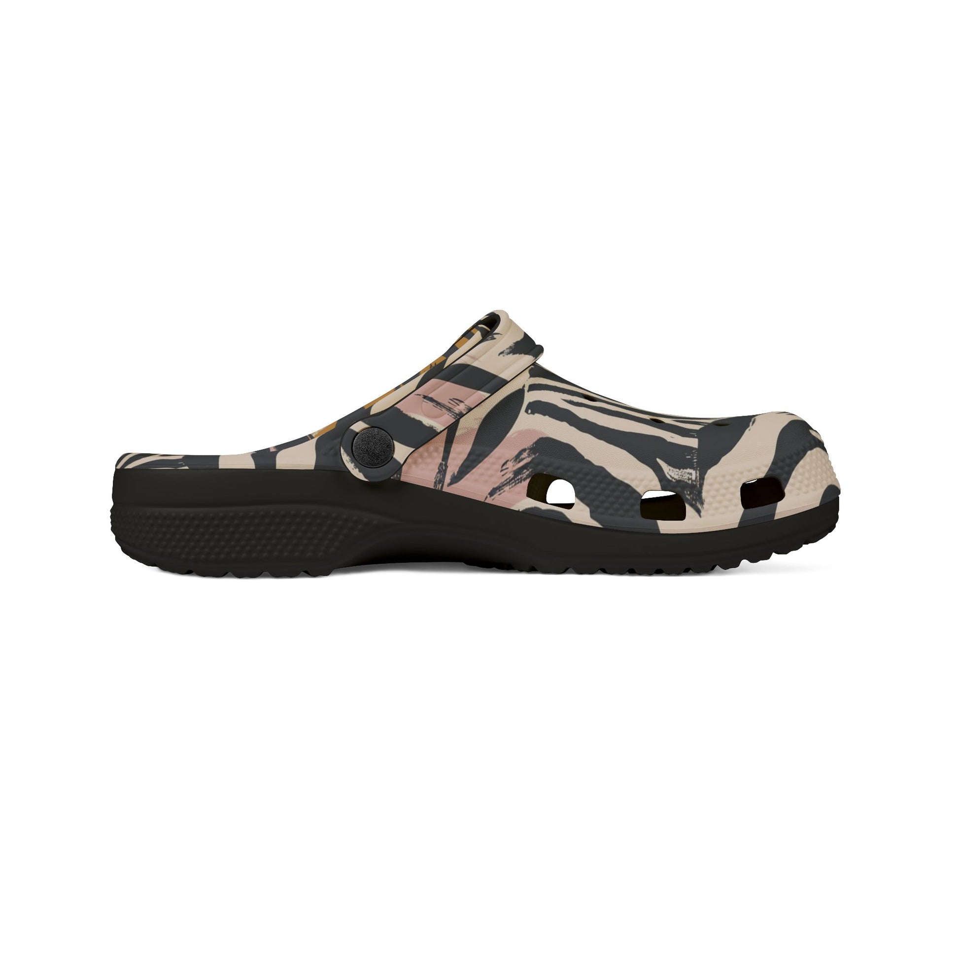 Beige Zebra Jungle Flats EVA Foam Rubber Shoes (AOP), Artsulli - Art is Long, Life is Short, Shoes, , , , , , , 
