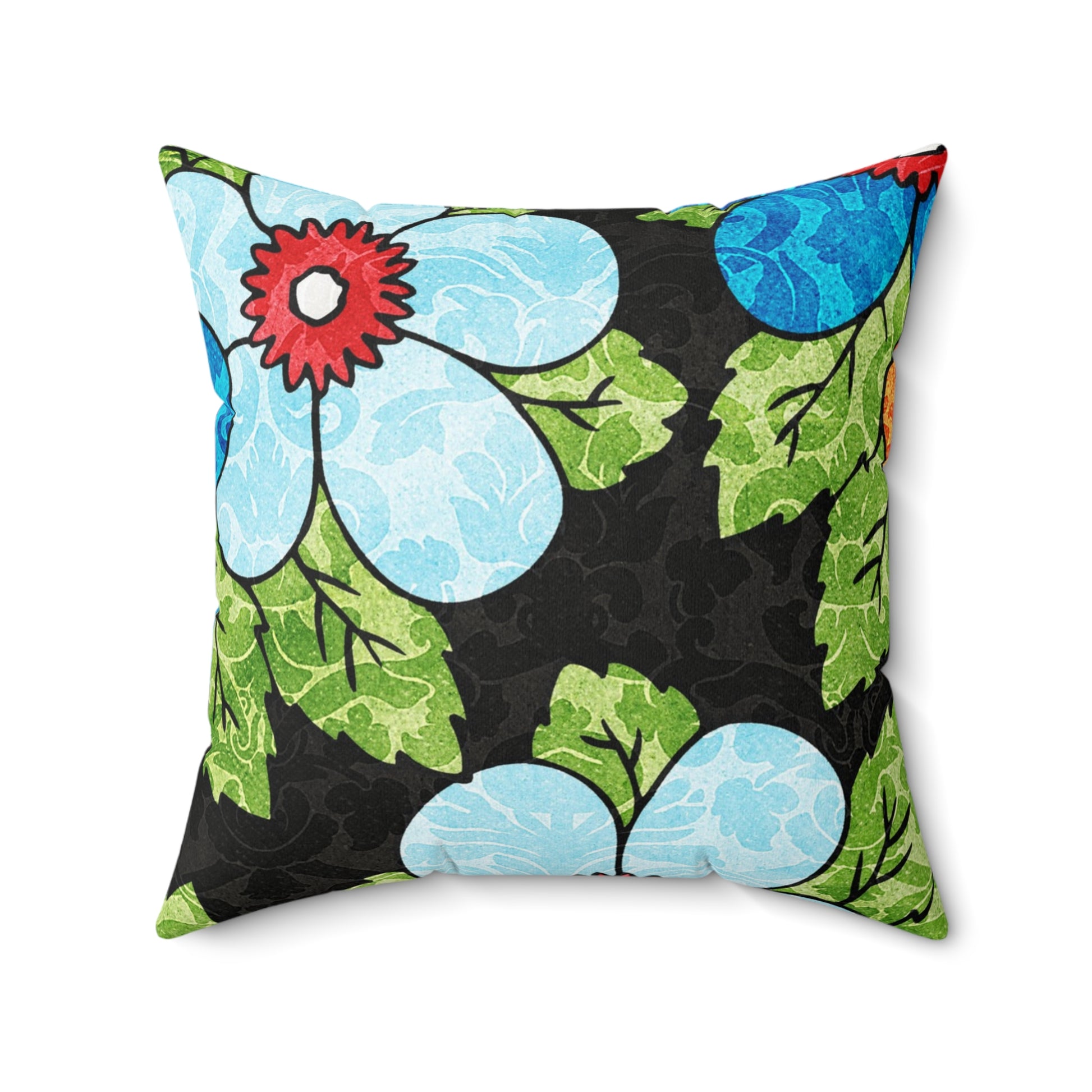 Groovy Black Floral Kl Spun Polyester Square Pillow, Artsulli - Art is Long, Life is Short, Home Decor, , , , , , , 