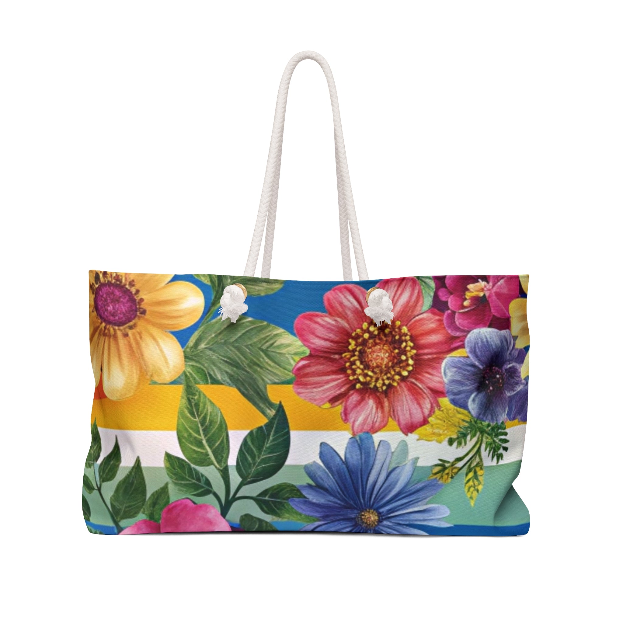 Floral Stripe 4K Weekender Bag, Artsulli - Art is Long, Life is Short, Bags, Size, 24" × 13", , , , , 35495651367312988202