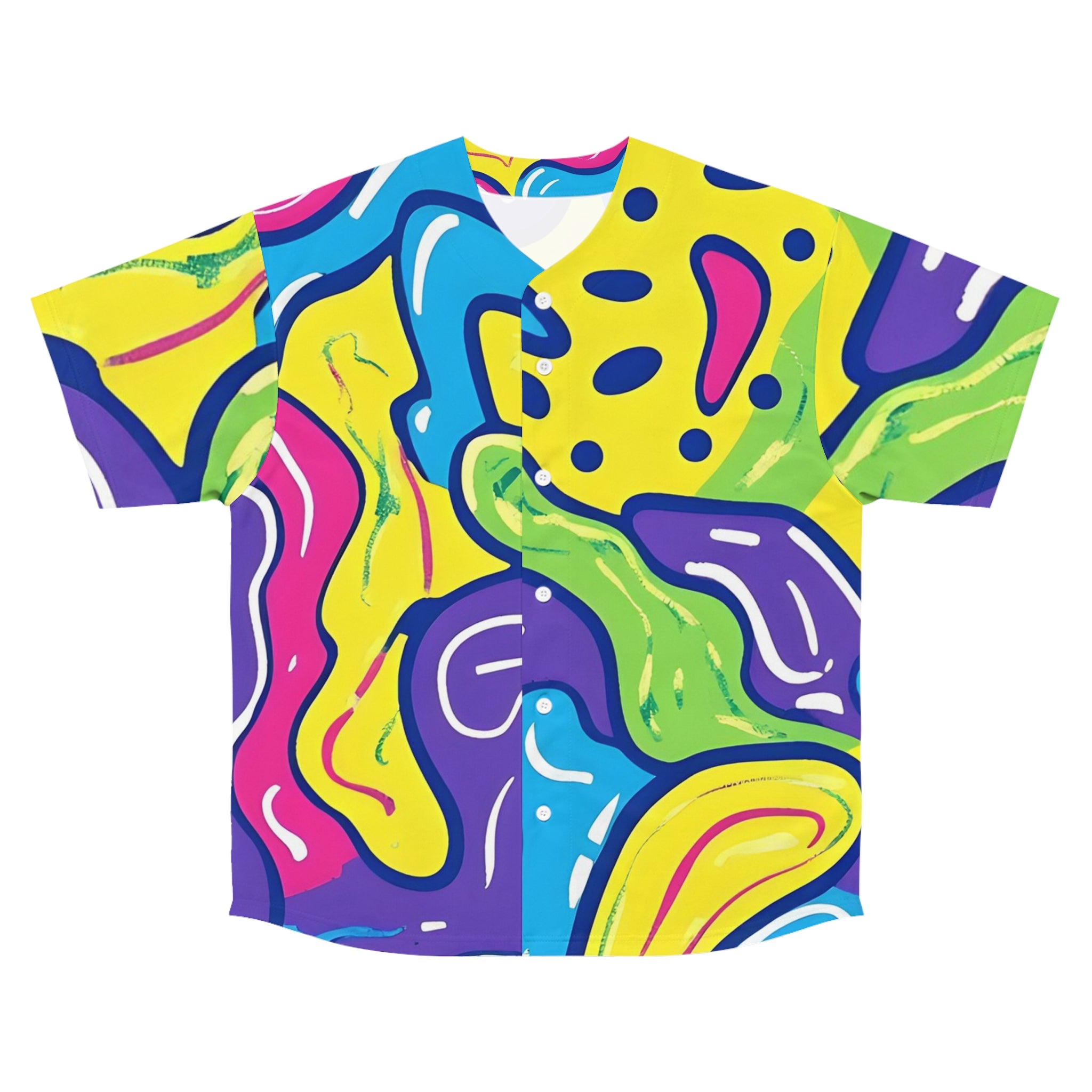 90s Trippy Slime Men's Baseball Jersey (AOP), Artsulli - Art is Long, Life is Short, All Over Prints, Size, S, Color, Seam thread color automatically matched to design, , , 24146807563308767538