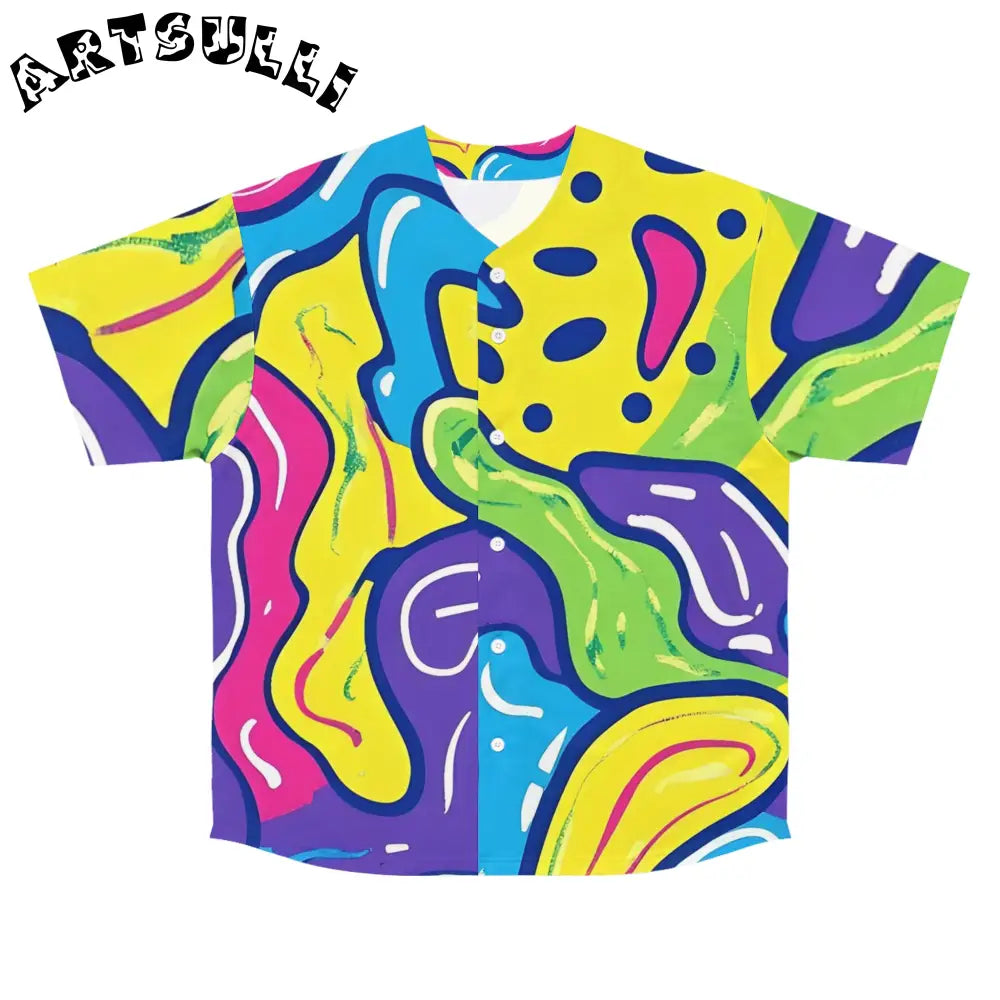 90s Trippy Slime Men's Baseball Jersey (AOP), Artsulli - Art is Long, Life is Short, All Over Prints, Size, S, Color, Seam thread color automatically matched to design, , , 24146807563308767538